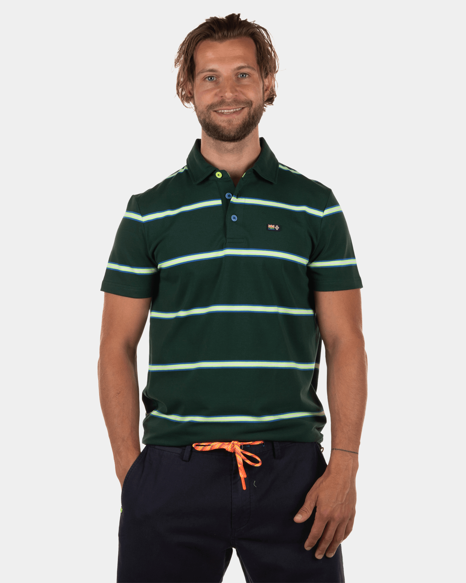 Gestreepte polo Kohangatera - Lead Green Gestreepte polo Kohangatera - Lead Green