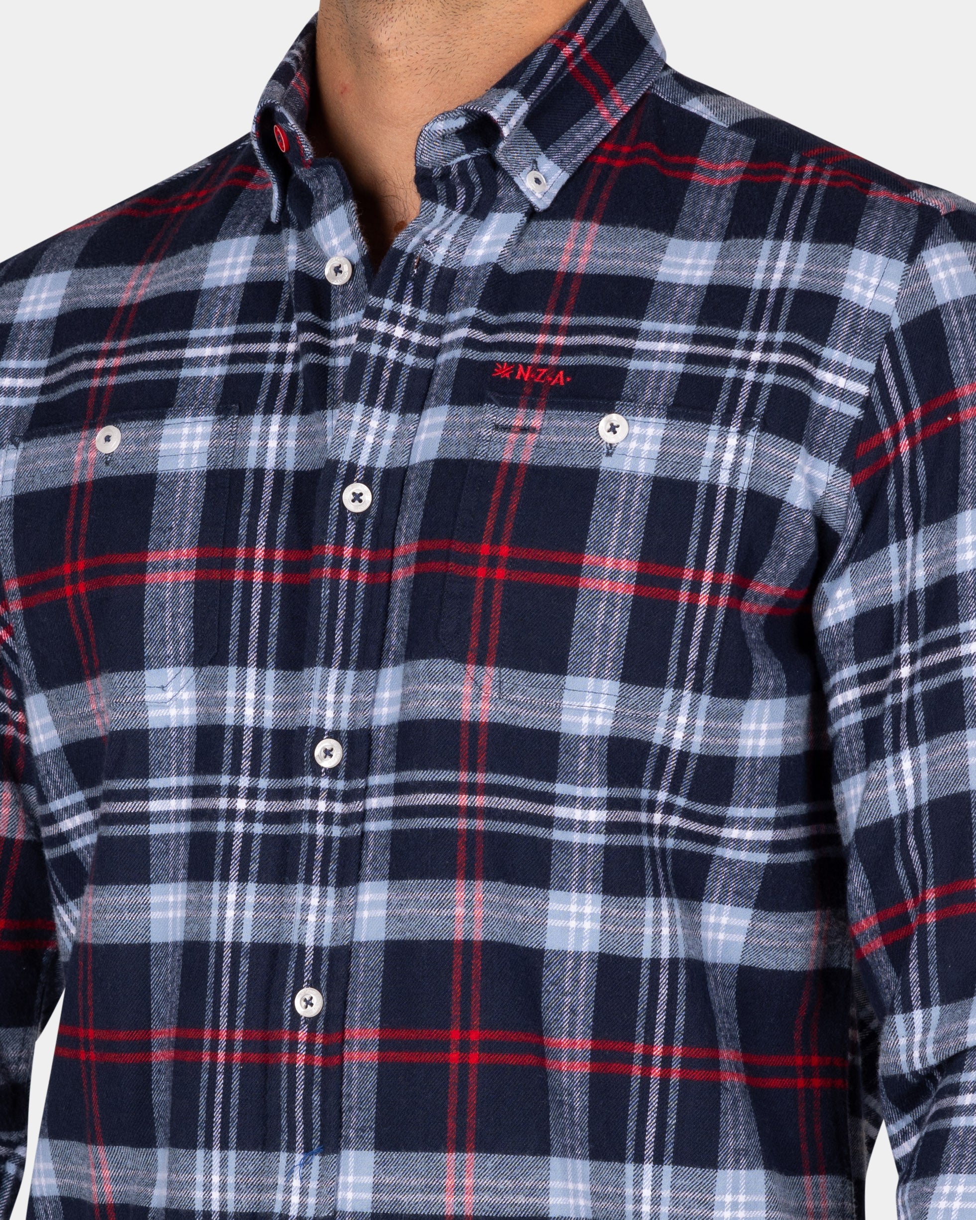 Flanellhemd in Grau und Rot kariert - Winter Navy Flanellhemd in Grau und Rot kariert - Winter Navy