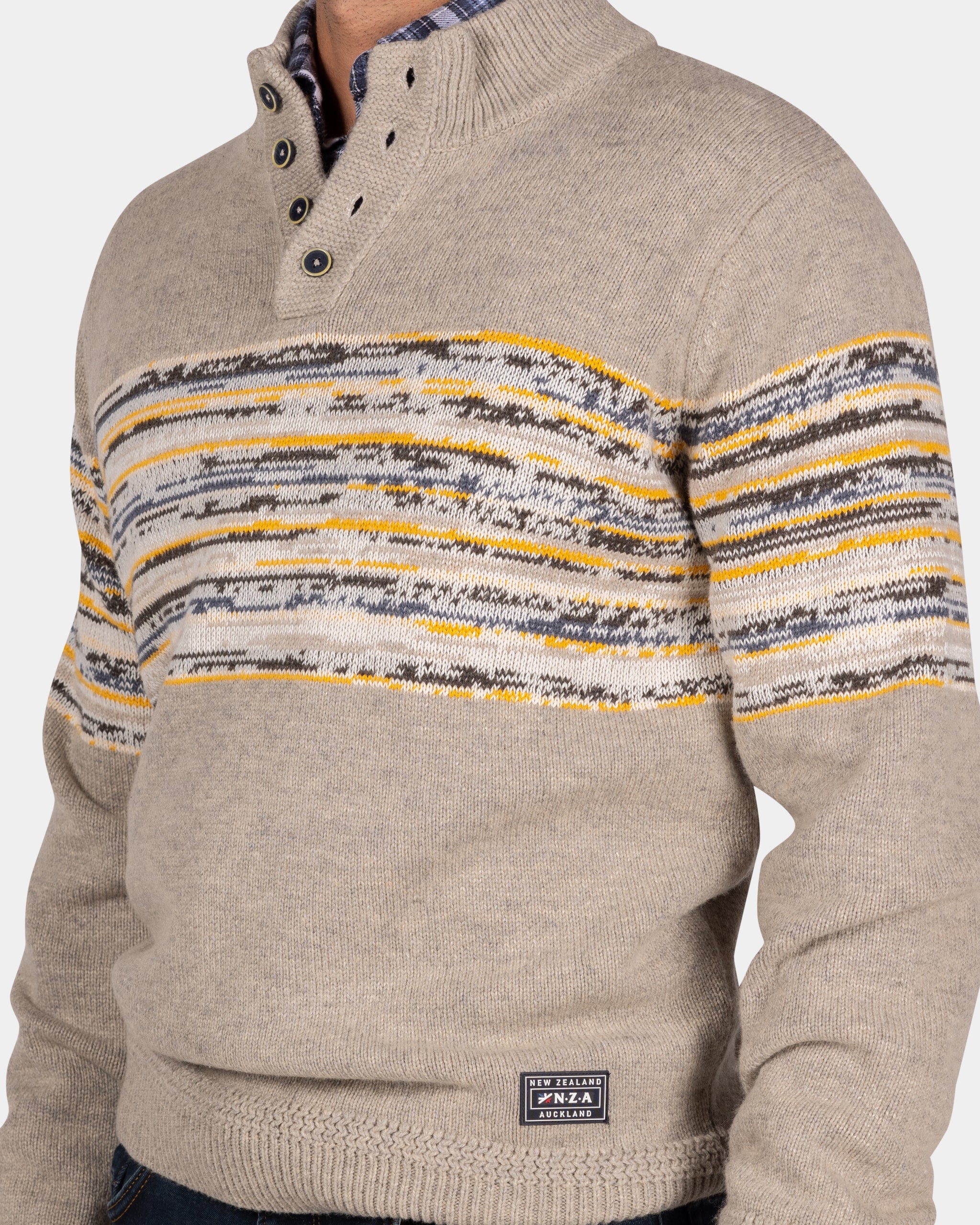 Pull en coton marron avec imprimé jaune et noir - Chestnut Pull en coton marron avec imprimé jaune et noir - Chestnut