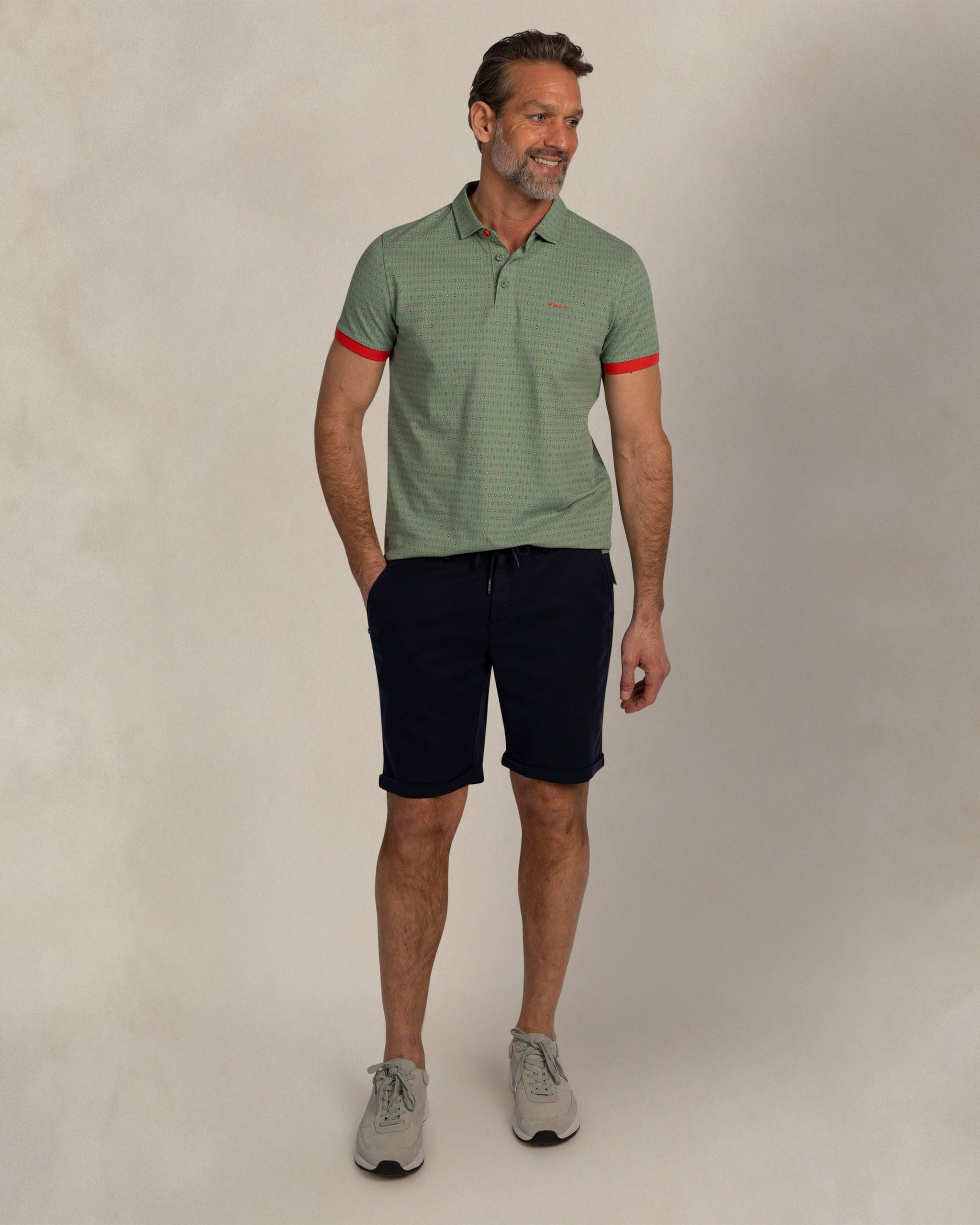 Grüne 100% Baumwoll-Polo mit Print Grüne 100% Baumwoll-Polo mit Print