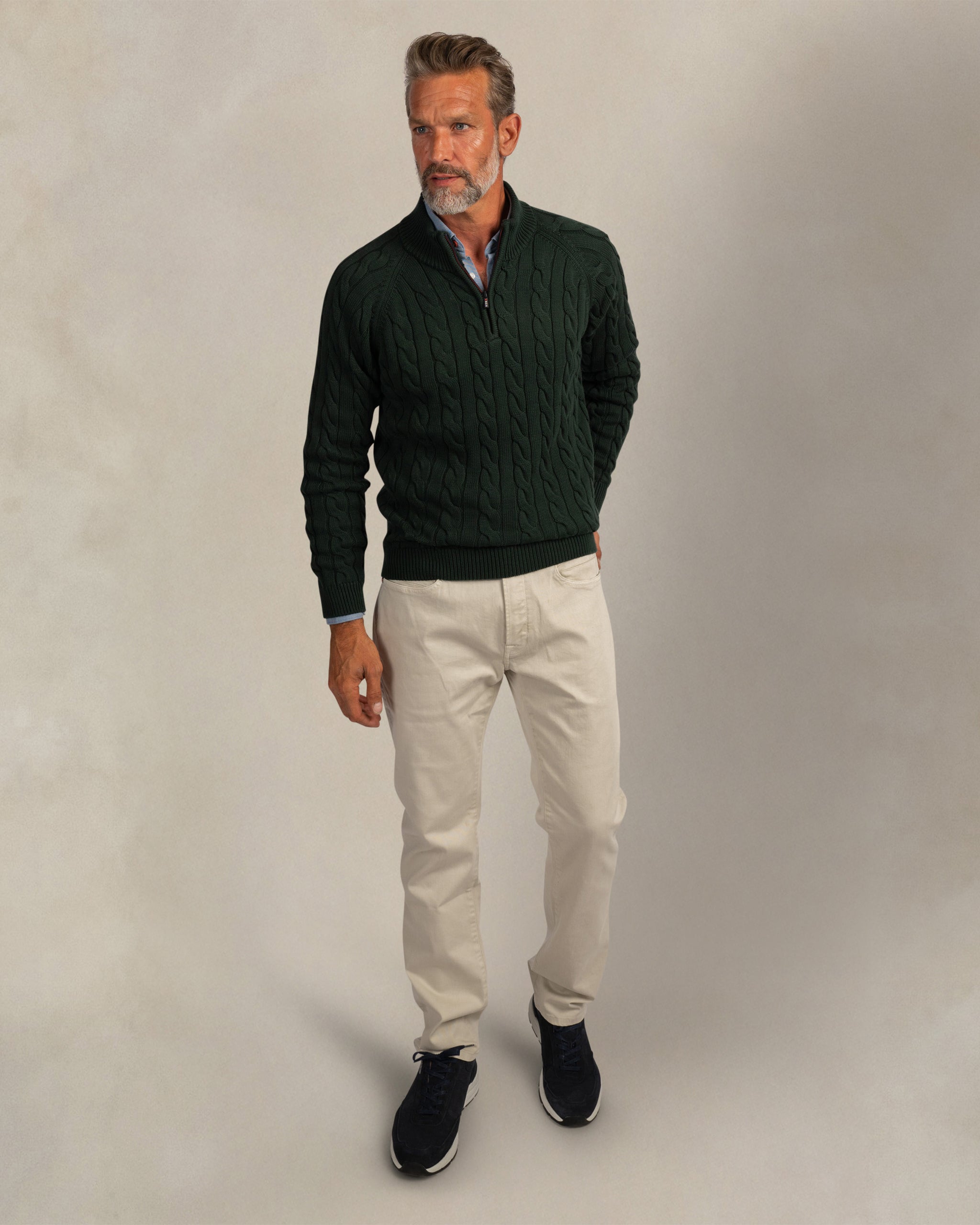 Dark green quarter zip cable knit Dark green quarter zip cable knit