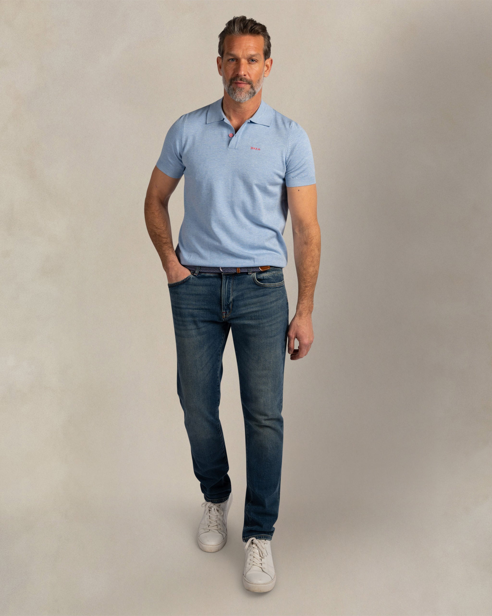Blauwe stretch polo Blauwe stretch polo