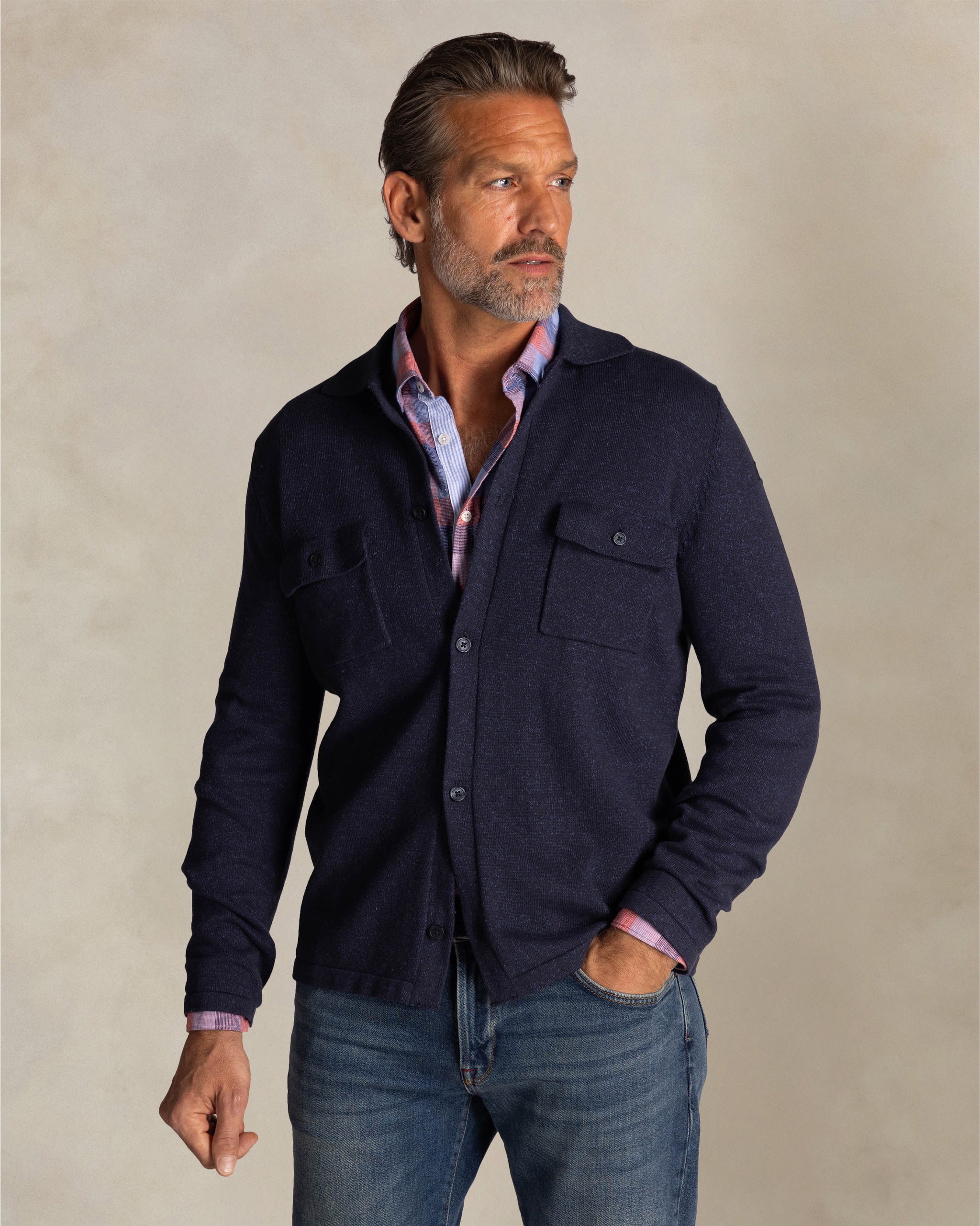 Blauwe katoen overshirt Blauwe katoen overshirt