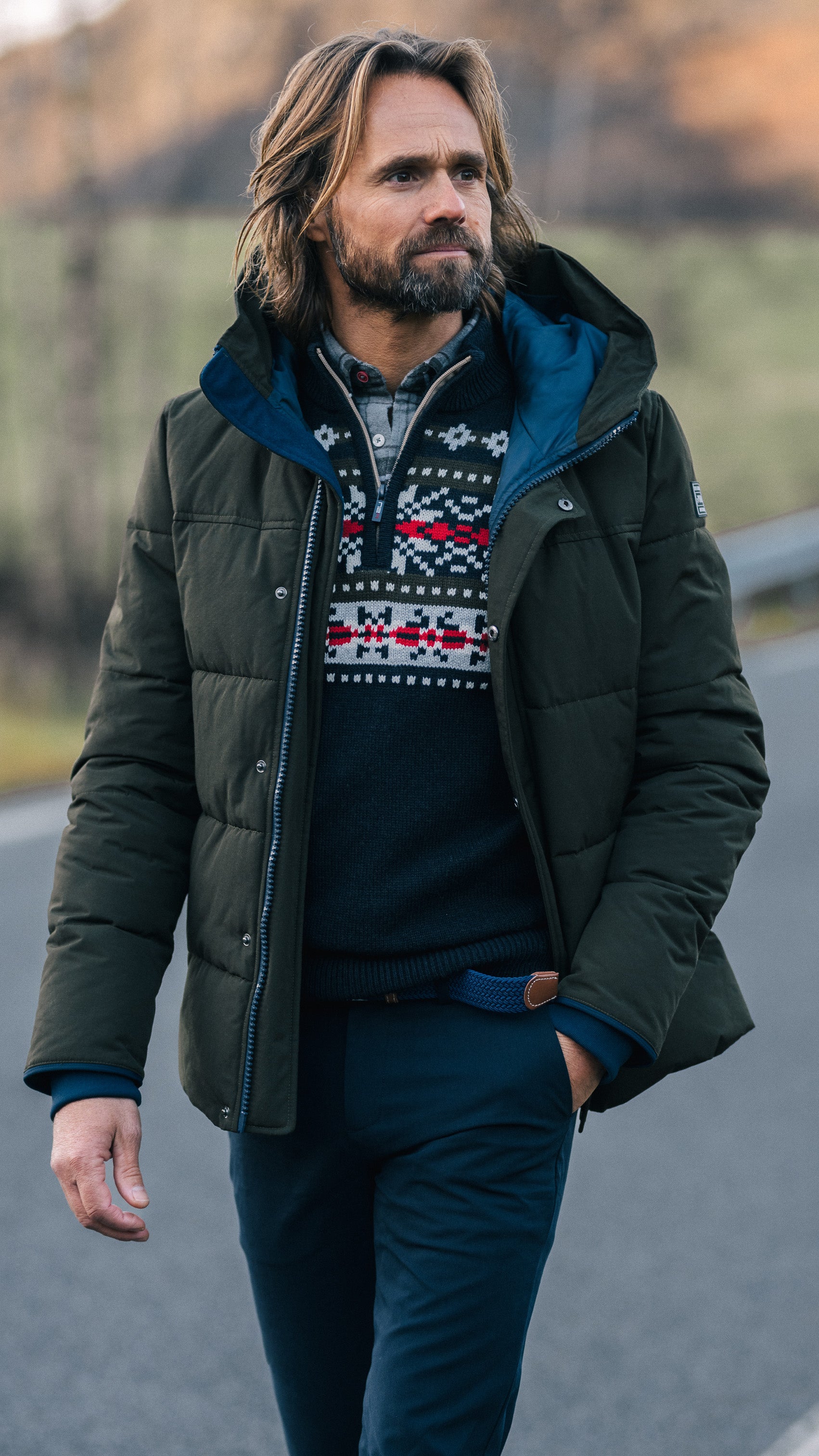 Navy pullover with knitted print - Winter Navy Navy pullover with knitted print - Winter Navy