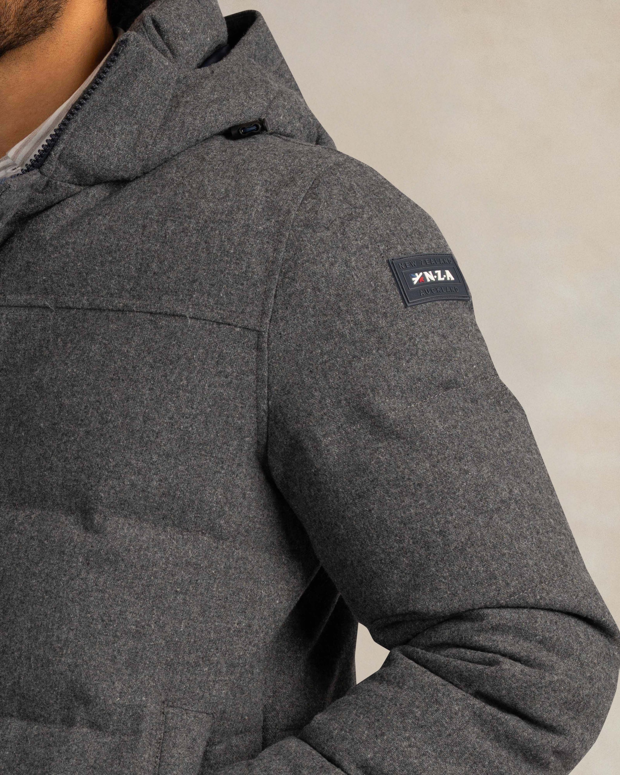 Grey wool coat with detachable hood Grey wool coat with detachable hood