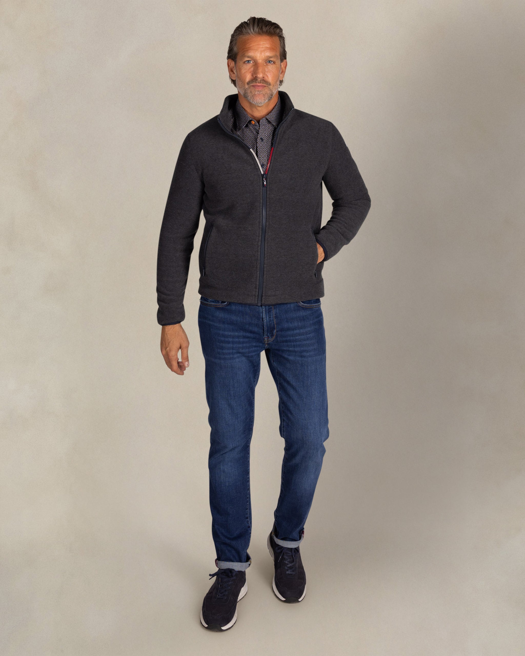 Jersey crudo con media cremallera Jersey crudo con media cremallera