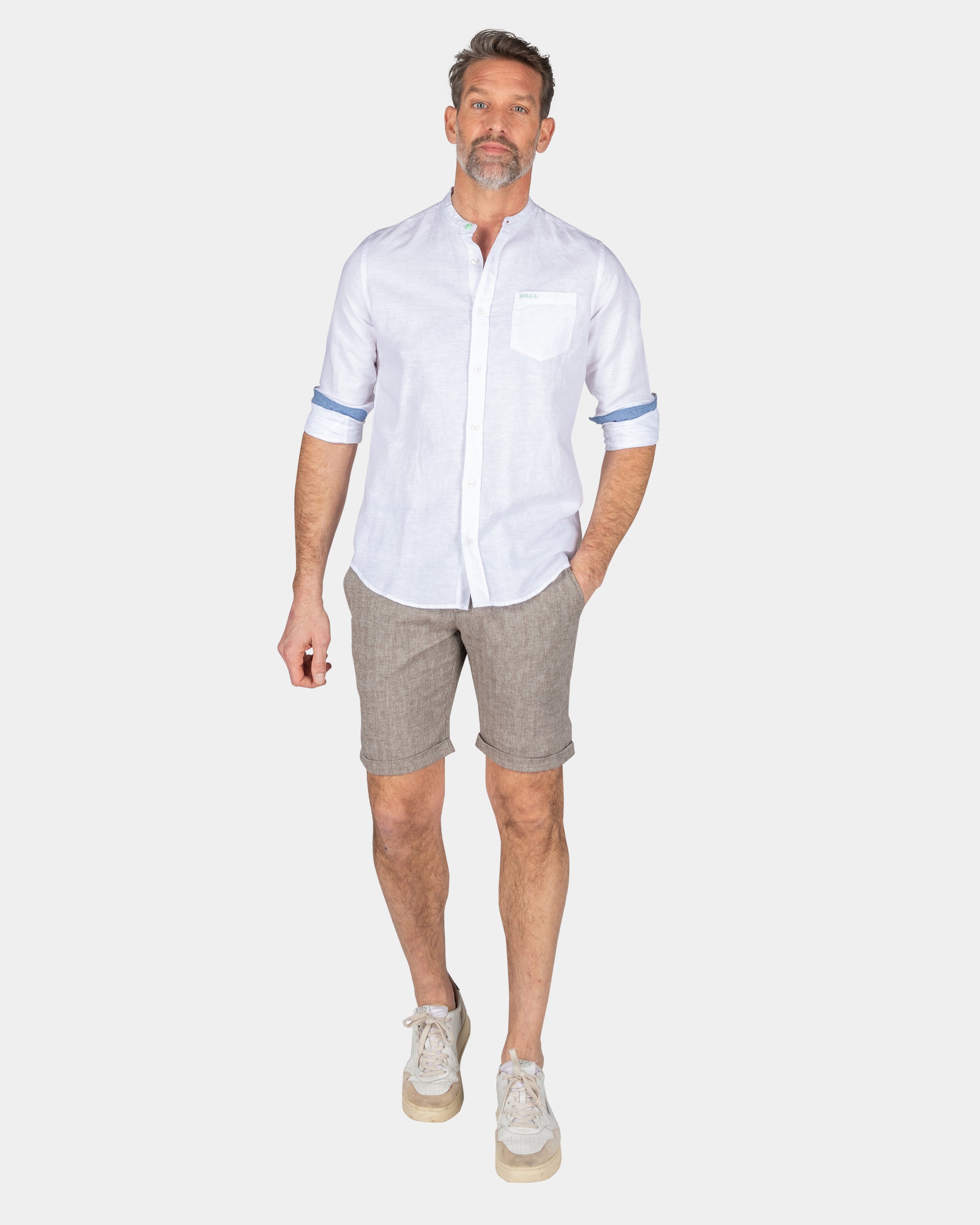 Schlichtes Hemd ohne Kragen - White Schlichtes Hemd ohne Kragen - White