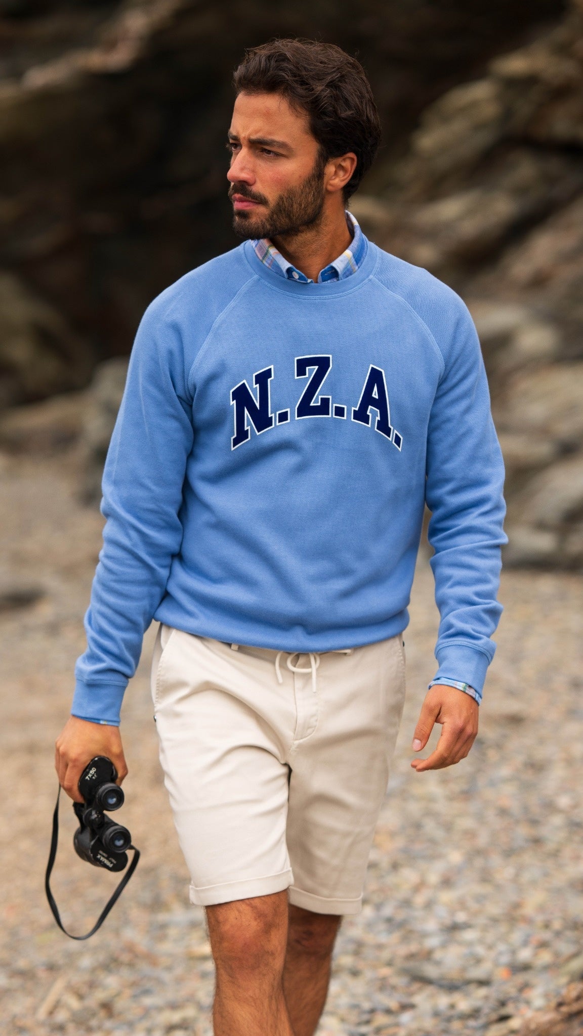 Blauwe katoenen sweater van logo Blauwe katoenen sweater van logo