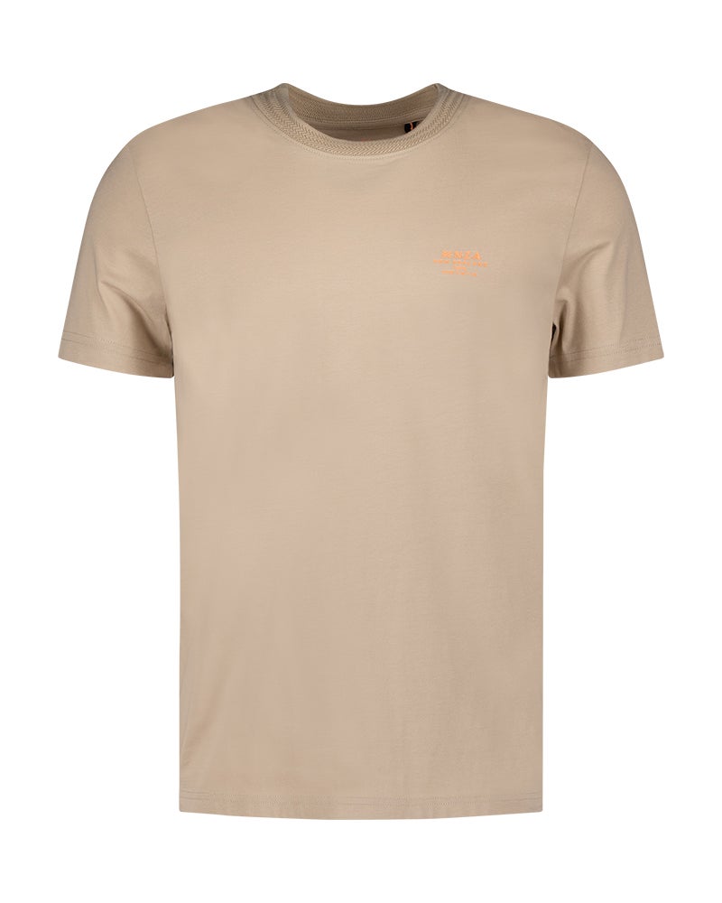 T-shirt uni taupe en coton avec col rond T-shirt uni taupe en coton avec col rond