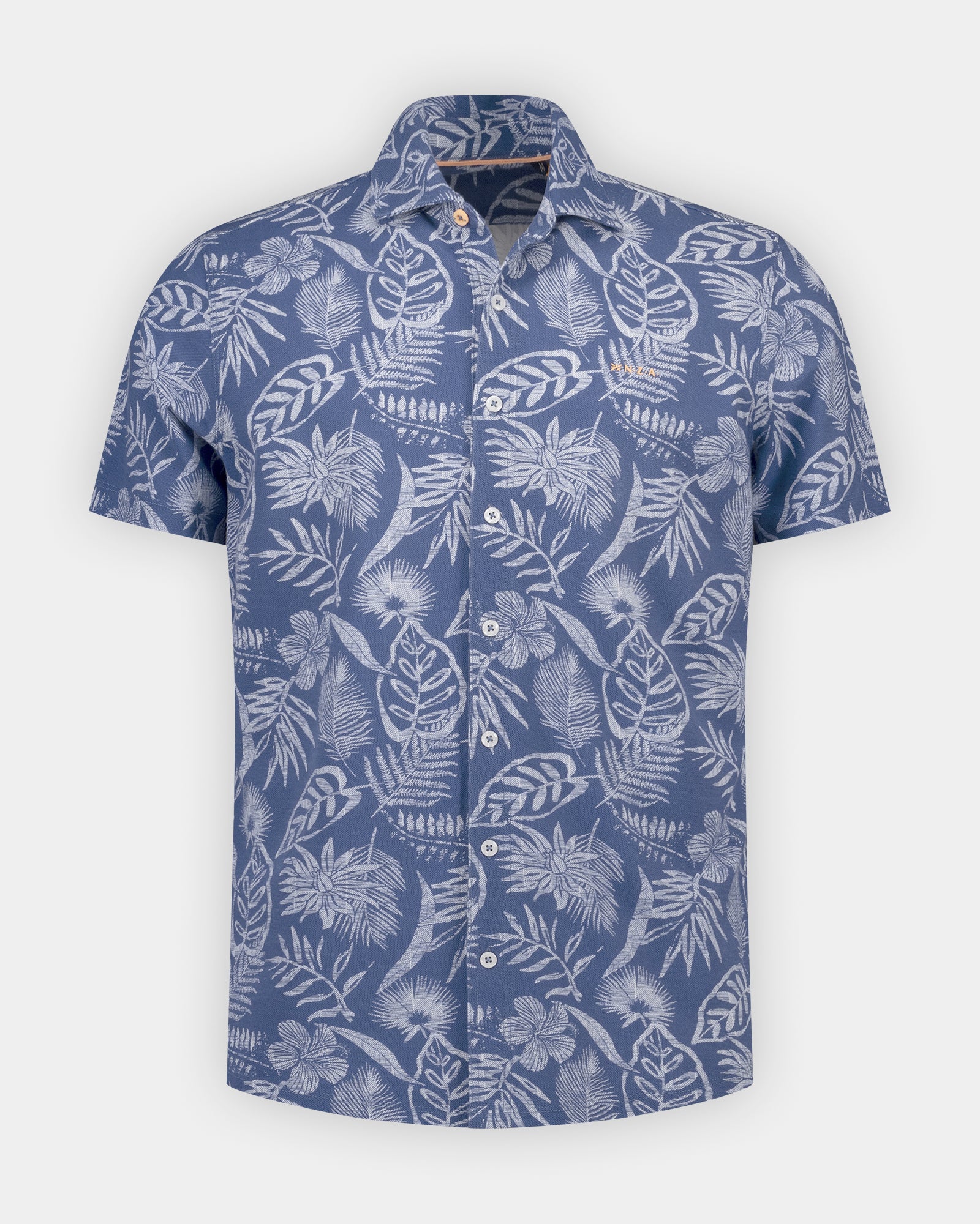 Blauw piqué overhemd korte mouw Blauw piqué overhemd korte mouw