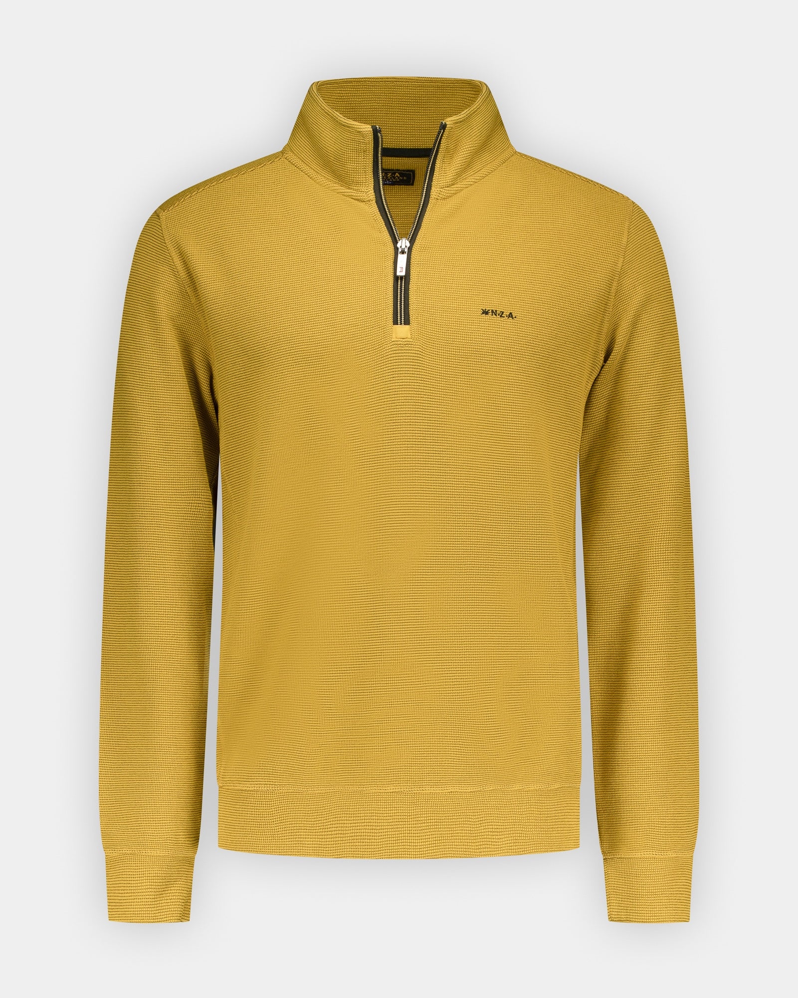 Amarillo suéter de algodón con cremallera hasta la mitad Amarillo suéter de algodón con cremallera hasta la mitad