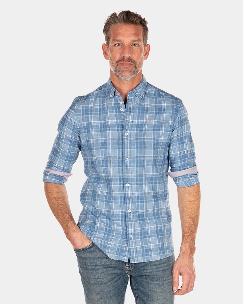 Indigo checkered cotton shirt - Light Indigo Indigo checkered cotton shirt - Light Indigo