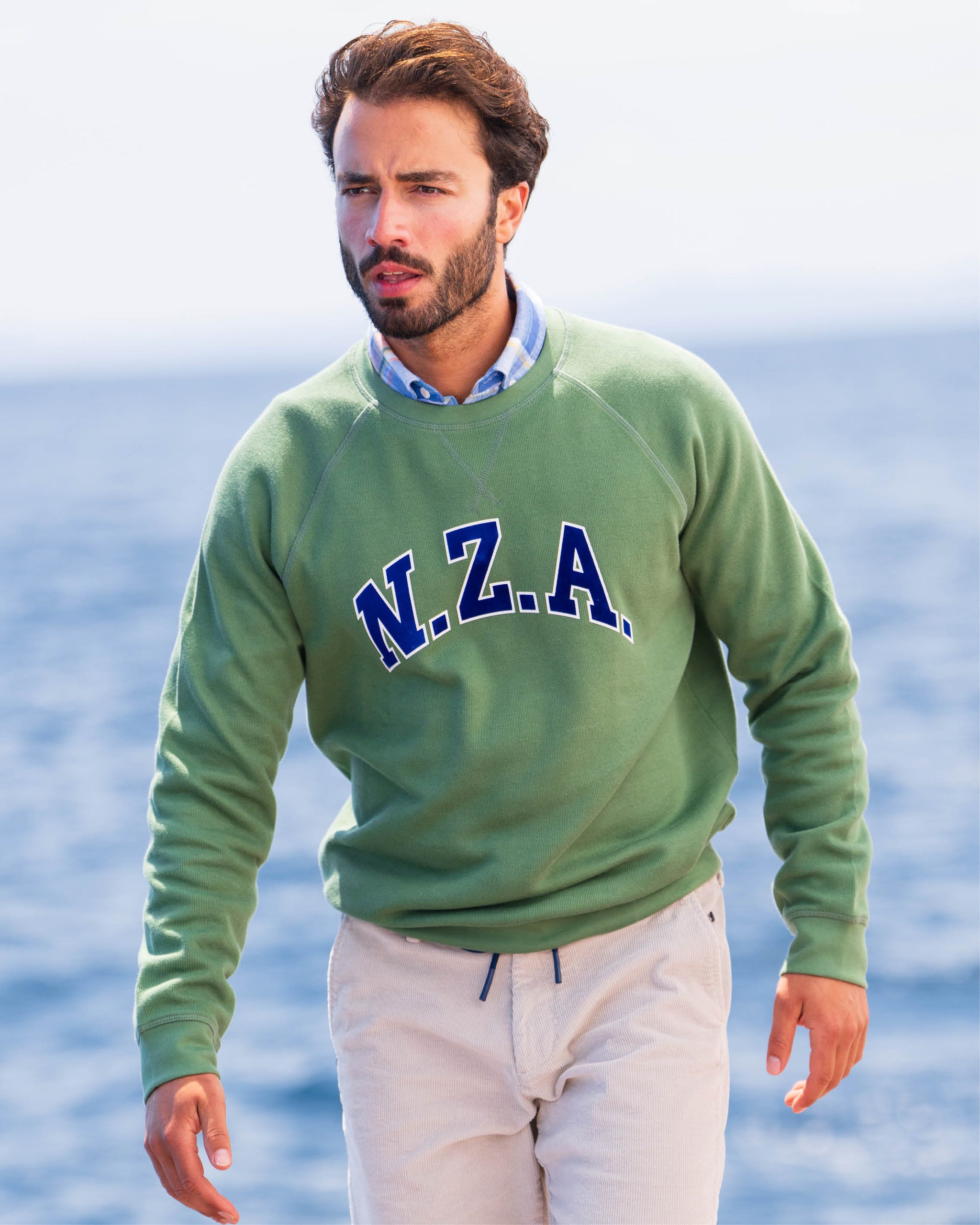 Groene katoenen sweater met logo Groene katoenen sweater met logo