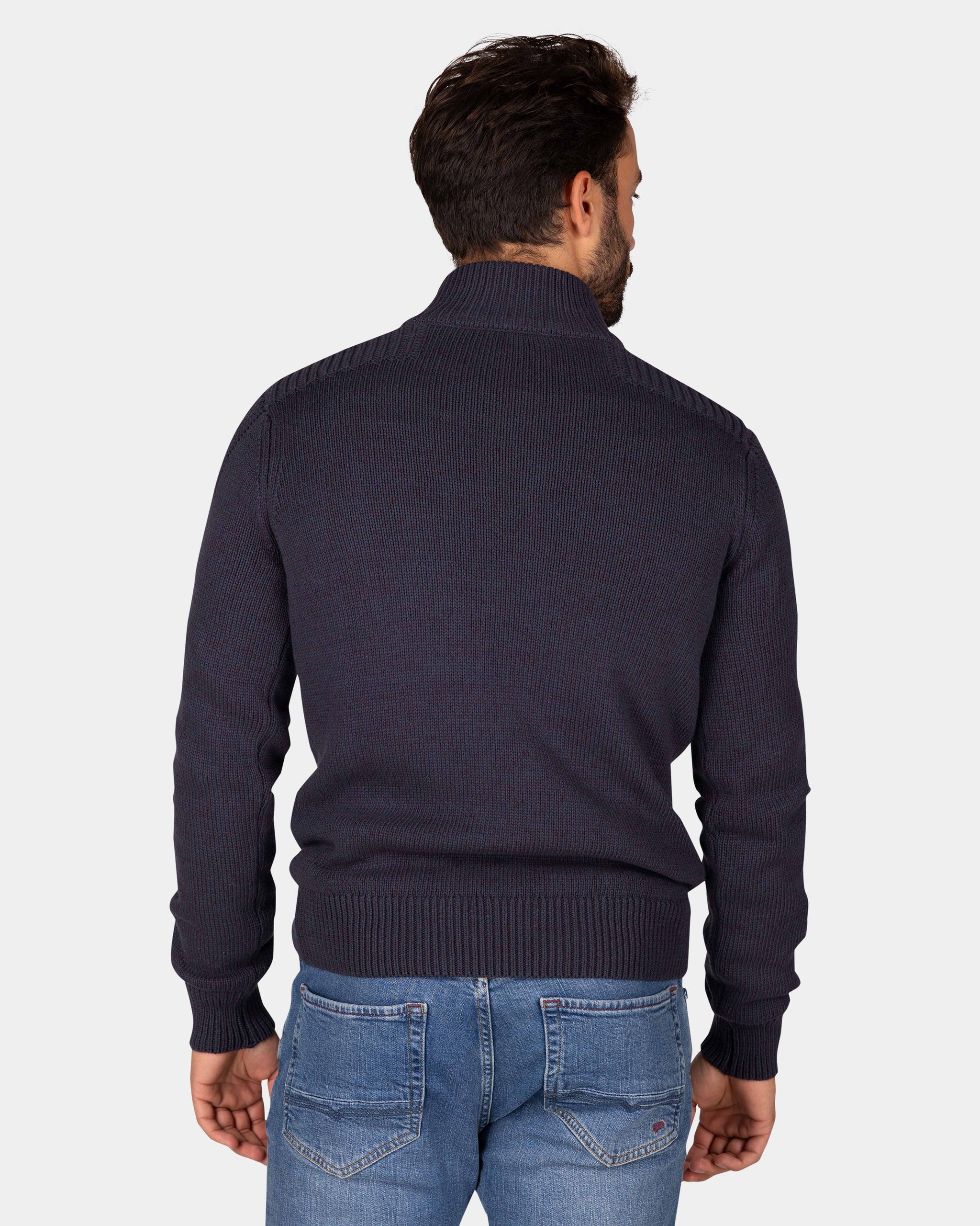 Dark blue knitted cotton sweater with buttons - Winter Navy Dark blue knitted cotton sweater with buttons - Winter Navy