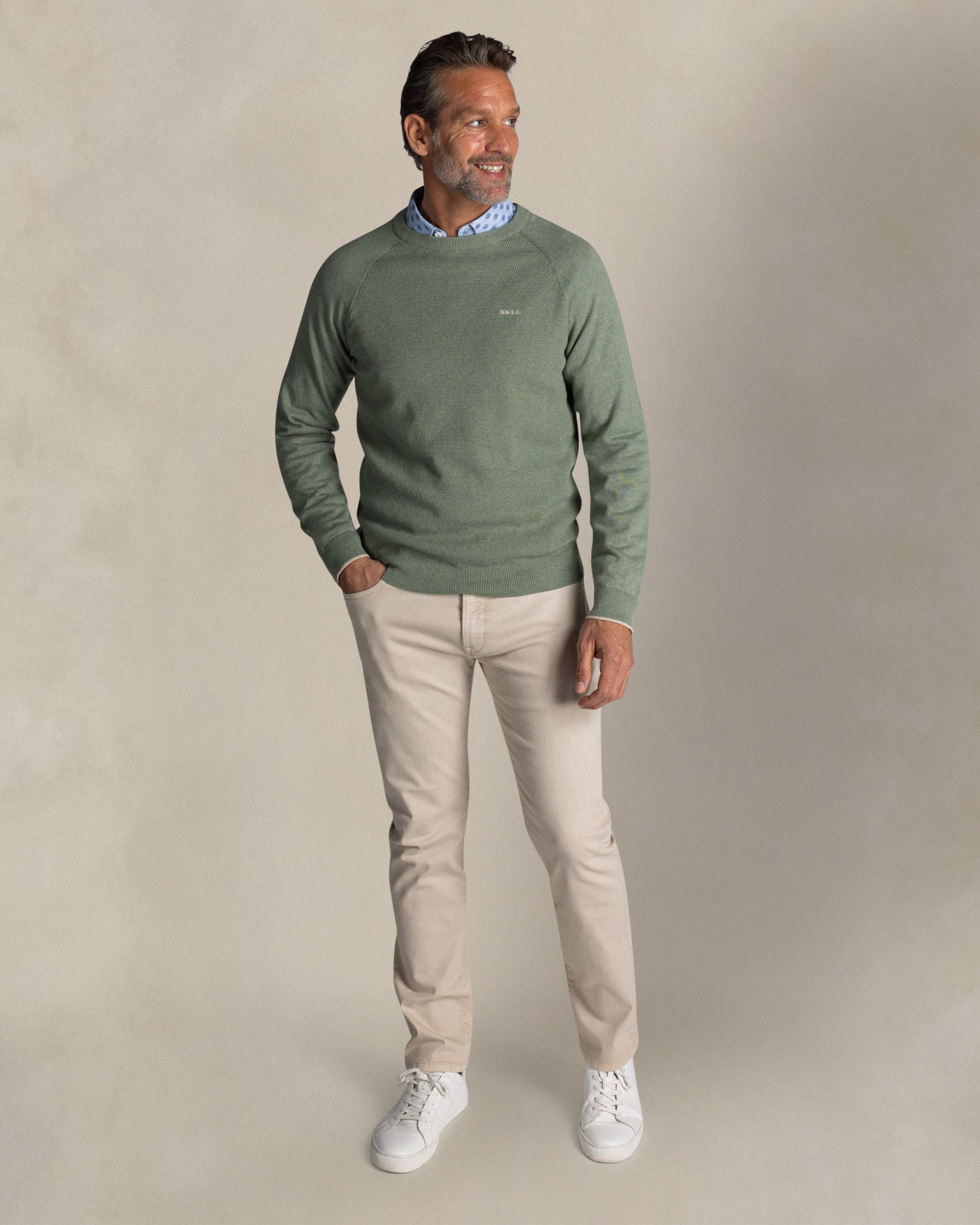 Pull col rond en coton vert Pull col rond en coton vert