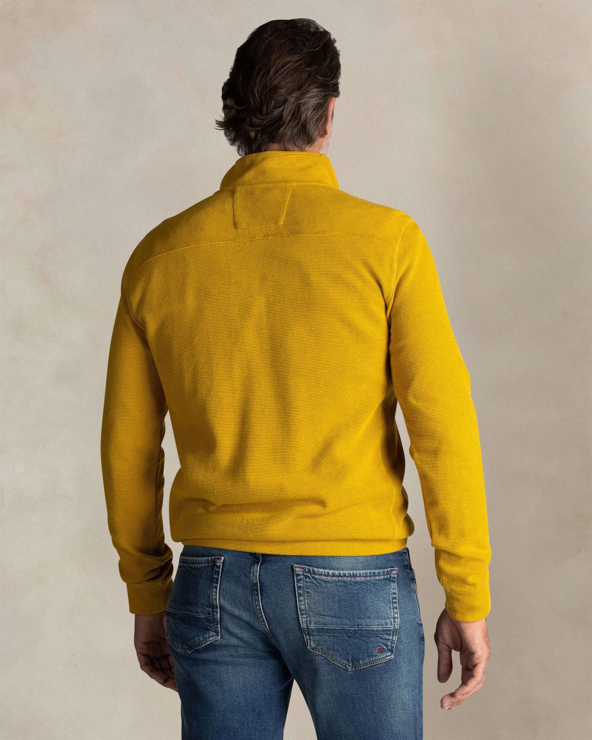 Amarillo suéter de algodón con cremallera hasta la mitad Amarillo suéter de algodón con cremallera hasta la mitad