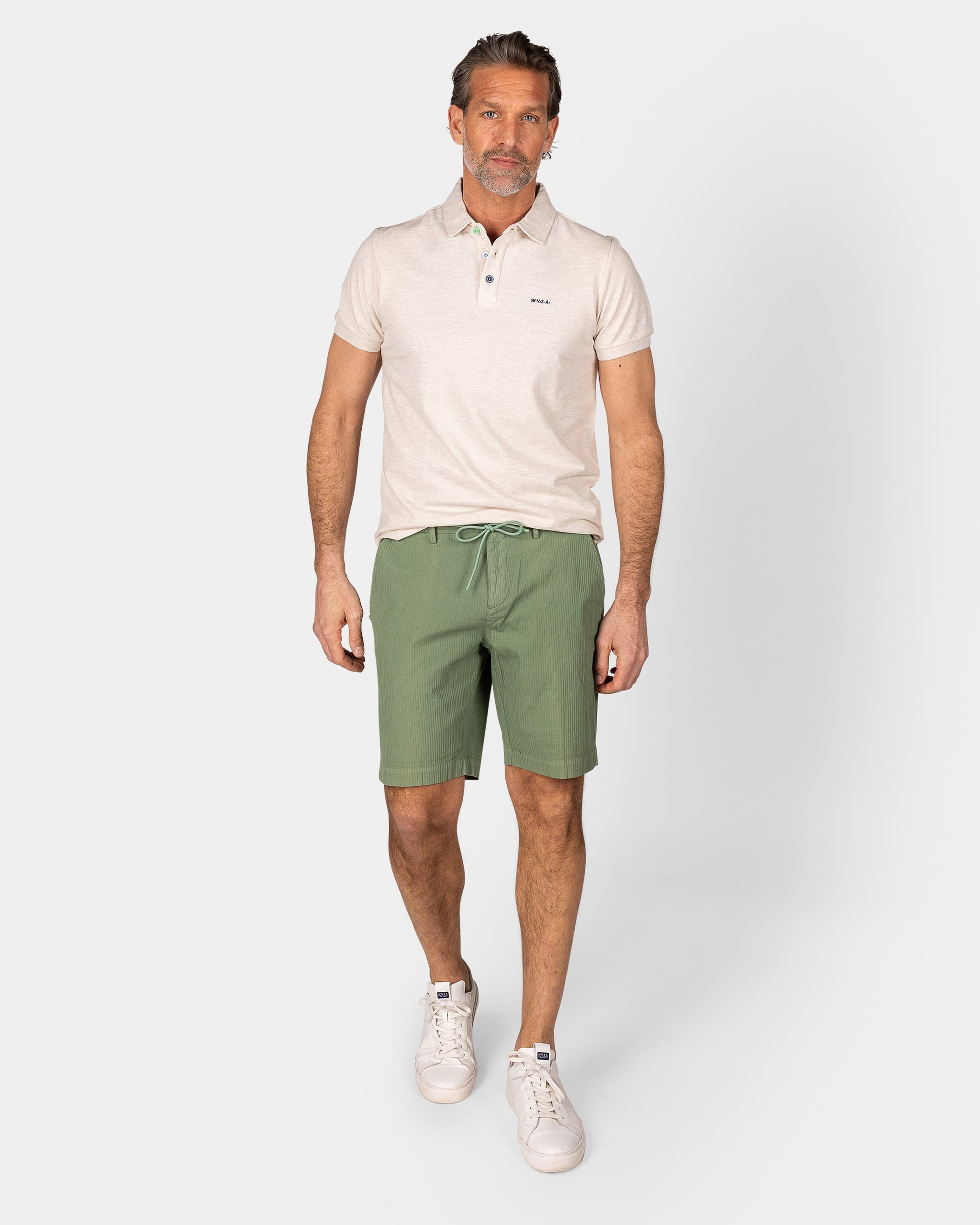 Effen katoenen beige polo Effen katoenen beige polo