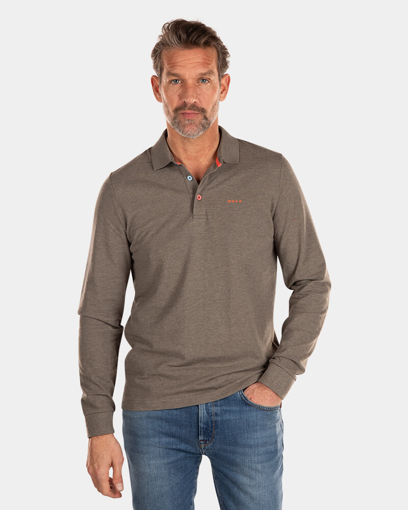 Grey cotton long sleeved polo  - Misty Army Grey cotton long sleeved polo  - Misty Army