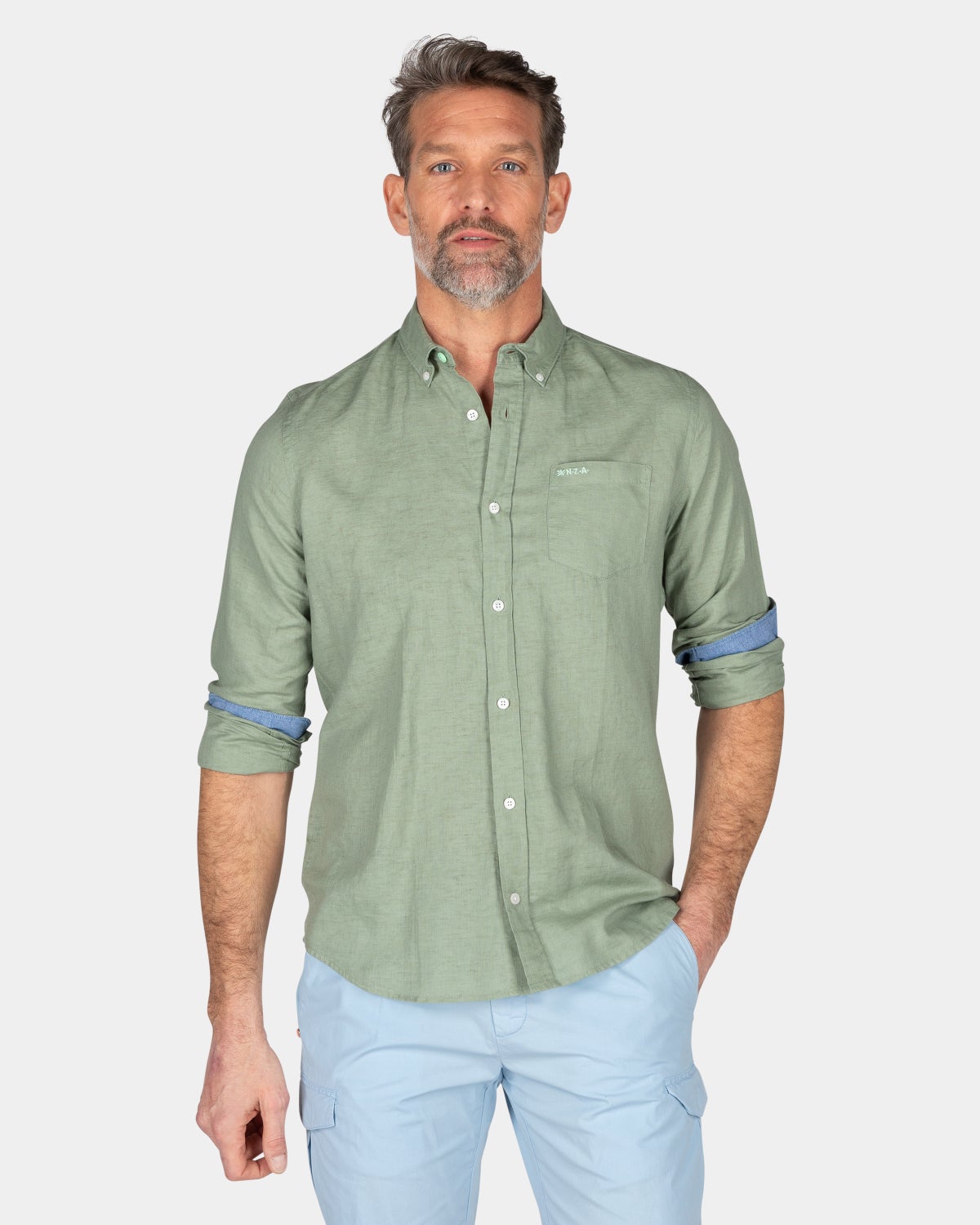Plain linen shirt in many colors - Mellow Army