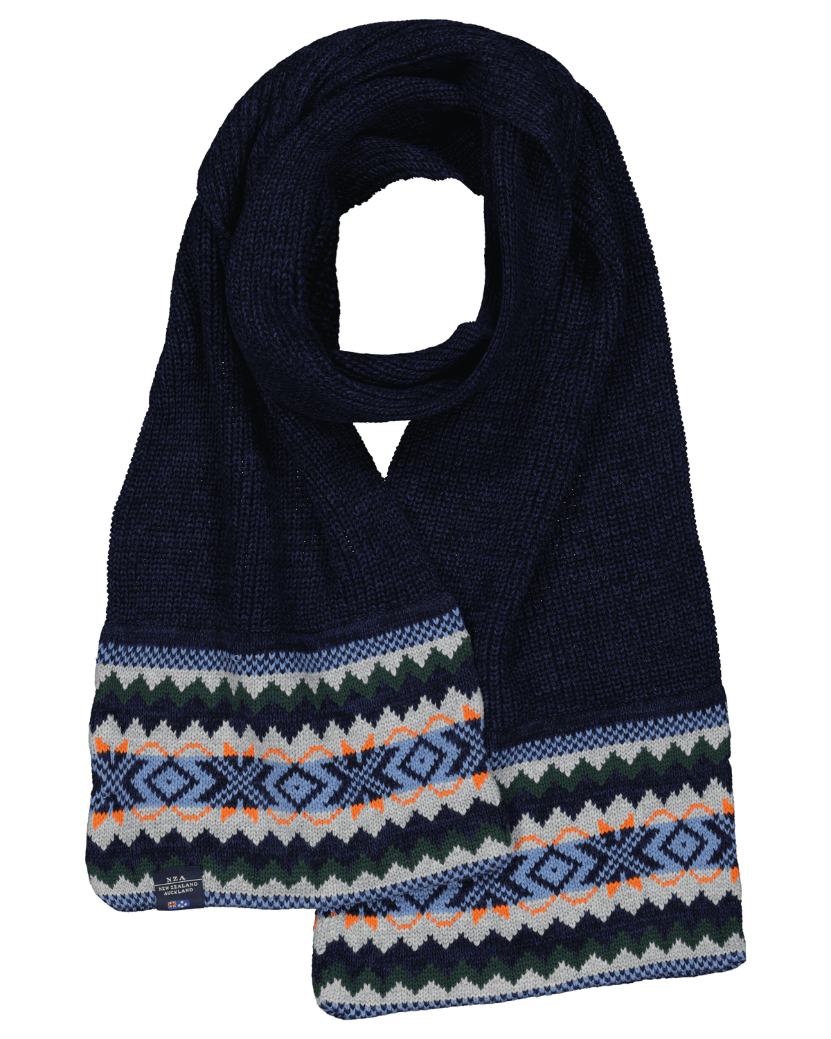Knitted scarf with print - Pitch Navy