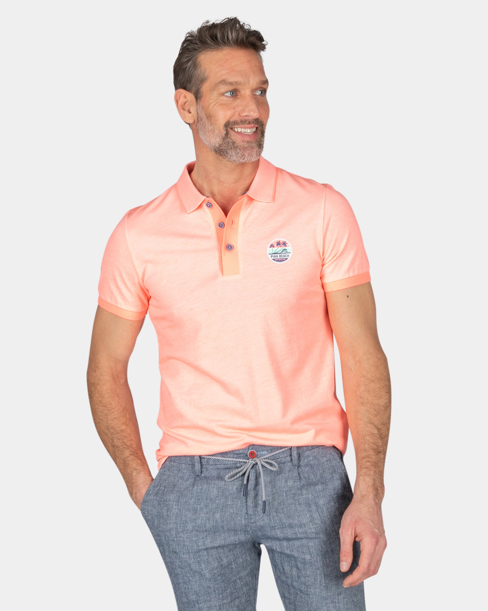 Chemise polo uni en coton - Fury Pink Chemise polo uni en coton - Fury Pink