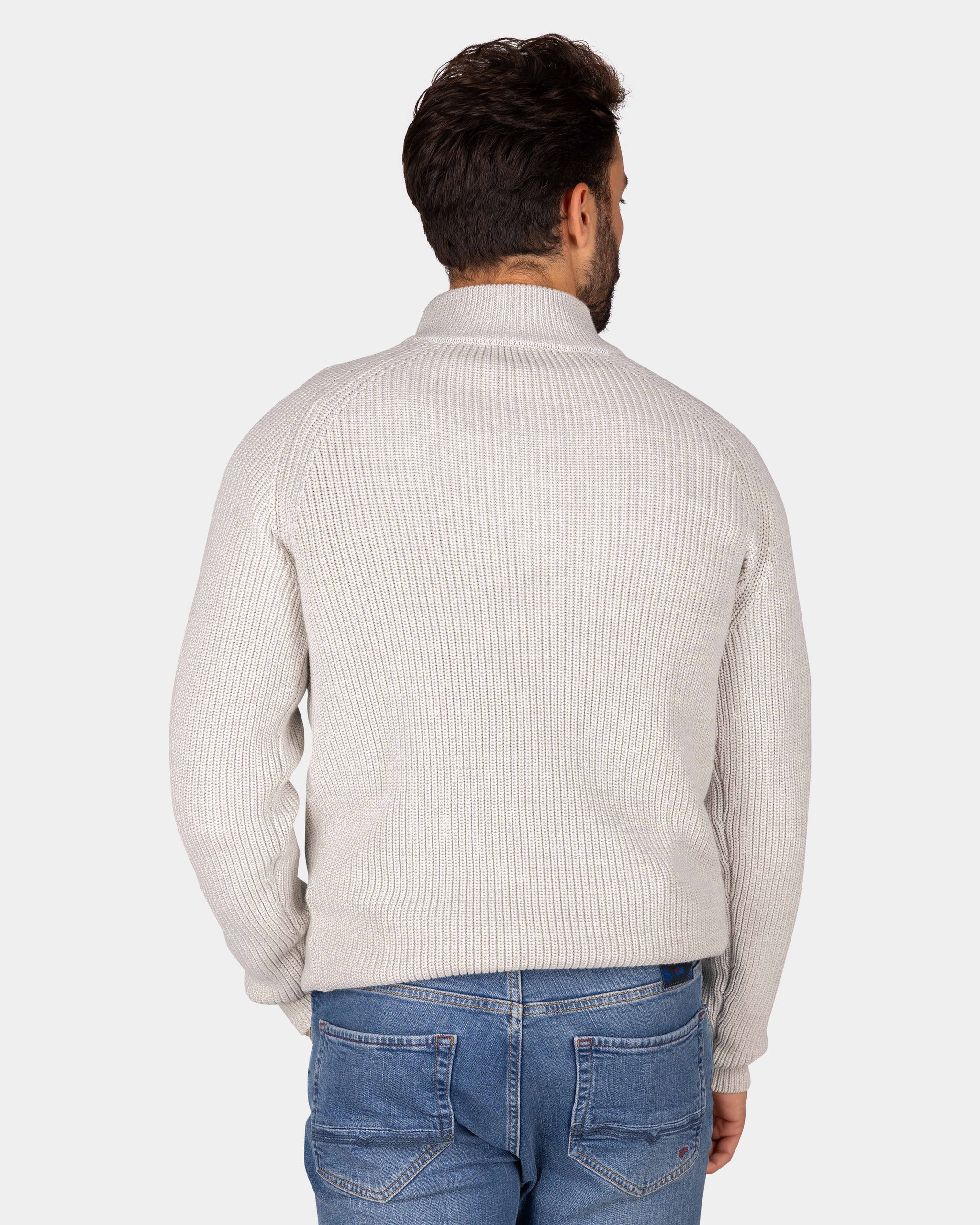 Grijze katoenen trui met halve rits - Grey Melange Grijze katoenen trui met halve rits - Grey Melange