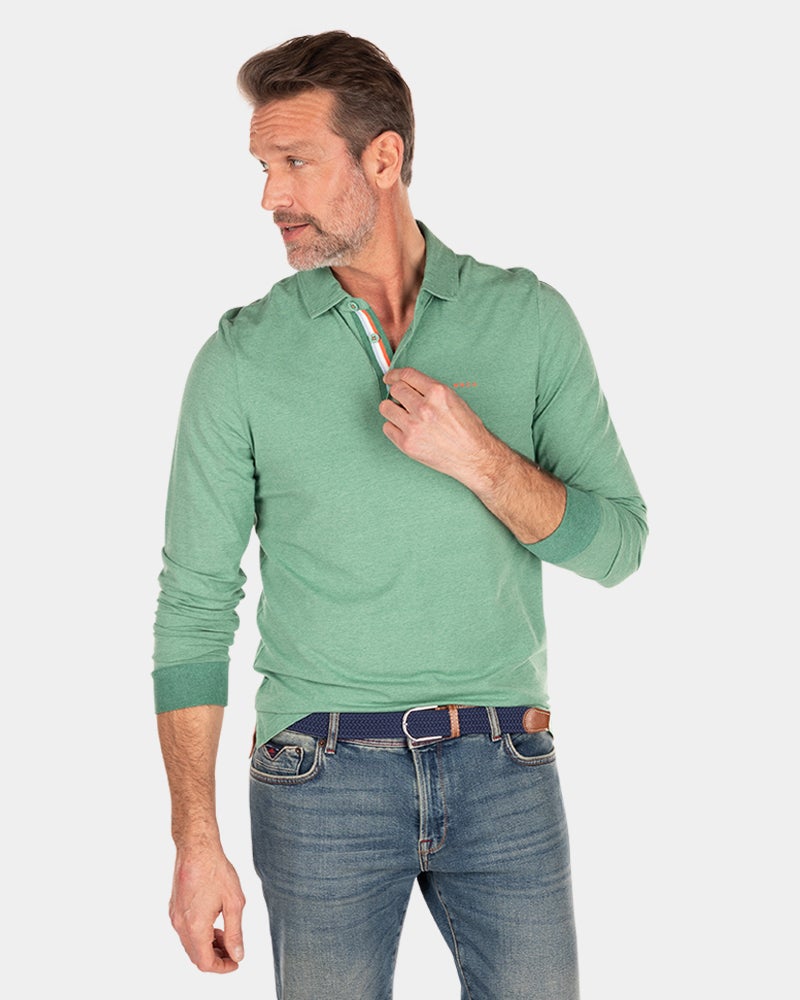 Longsleeve polo with stretch - Amazon Green