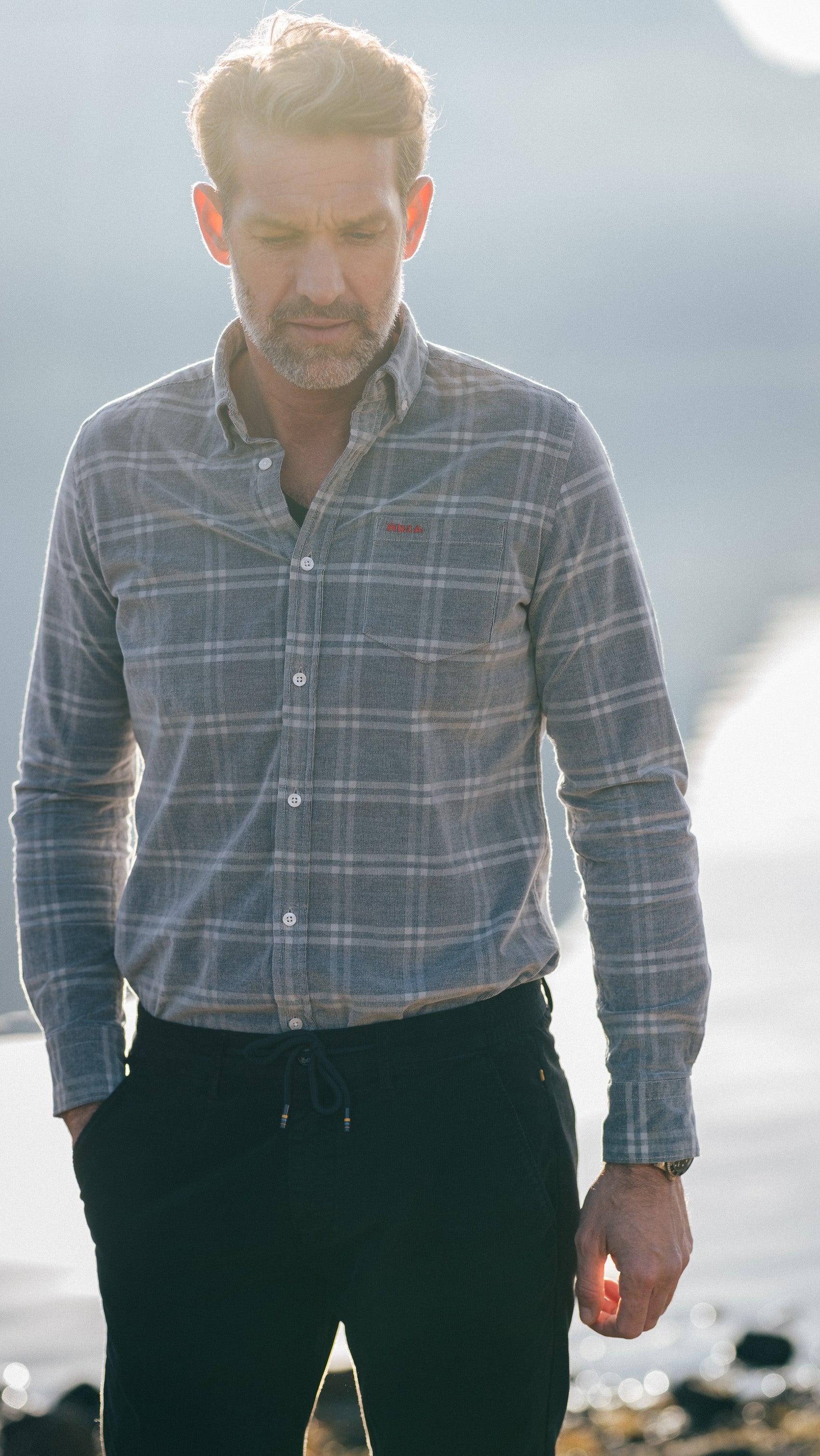 Light gray checkered corduroy shirt - Winter Navy Light gray checkered corduroy shirt - Winter Navy