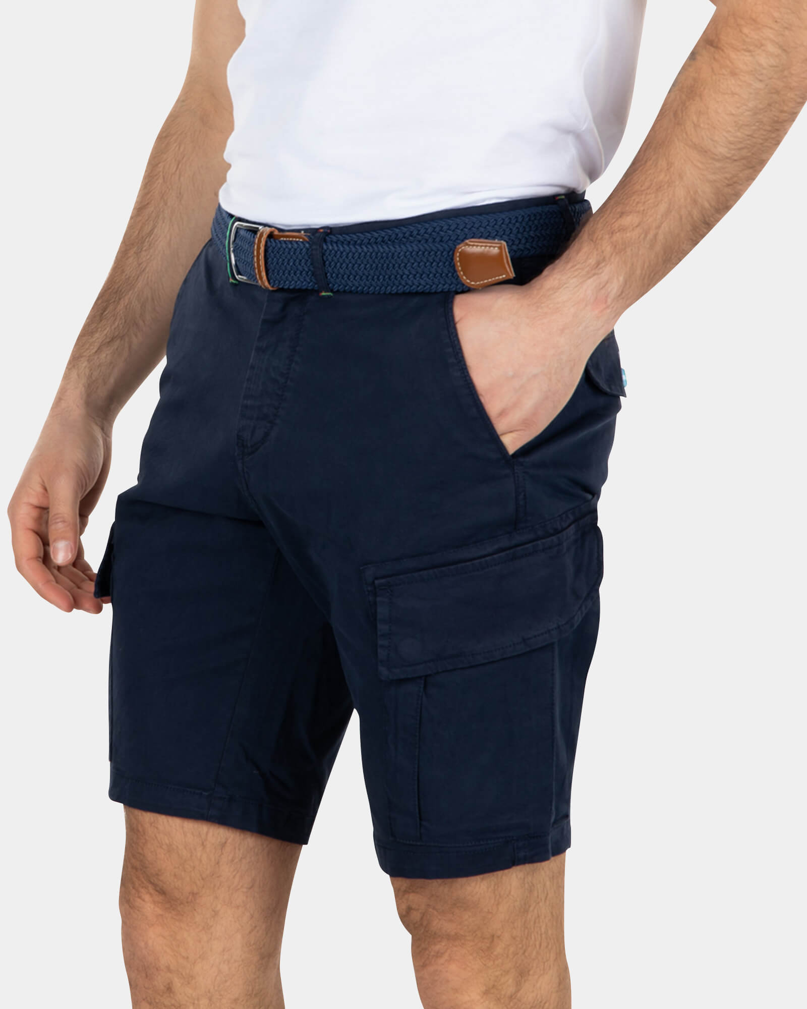 Katoen stretch cargo shorts - Key Navy Katoen stretch cargo shorts - Key Navy