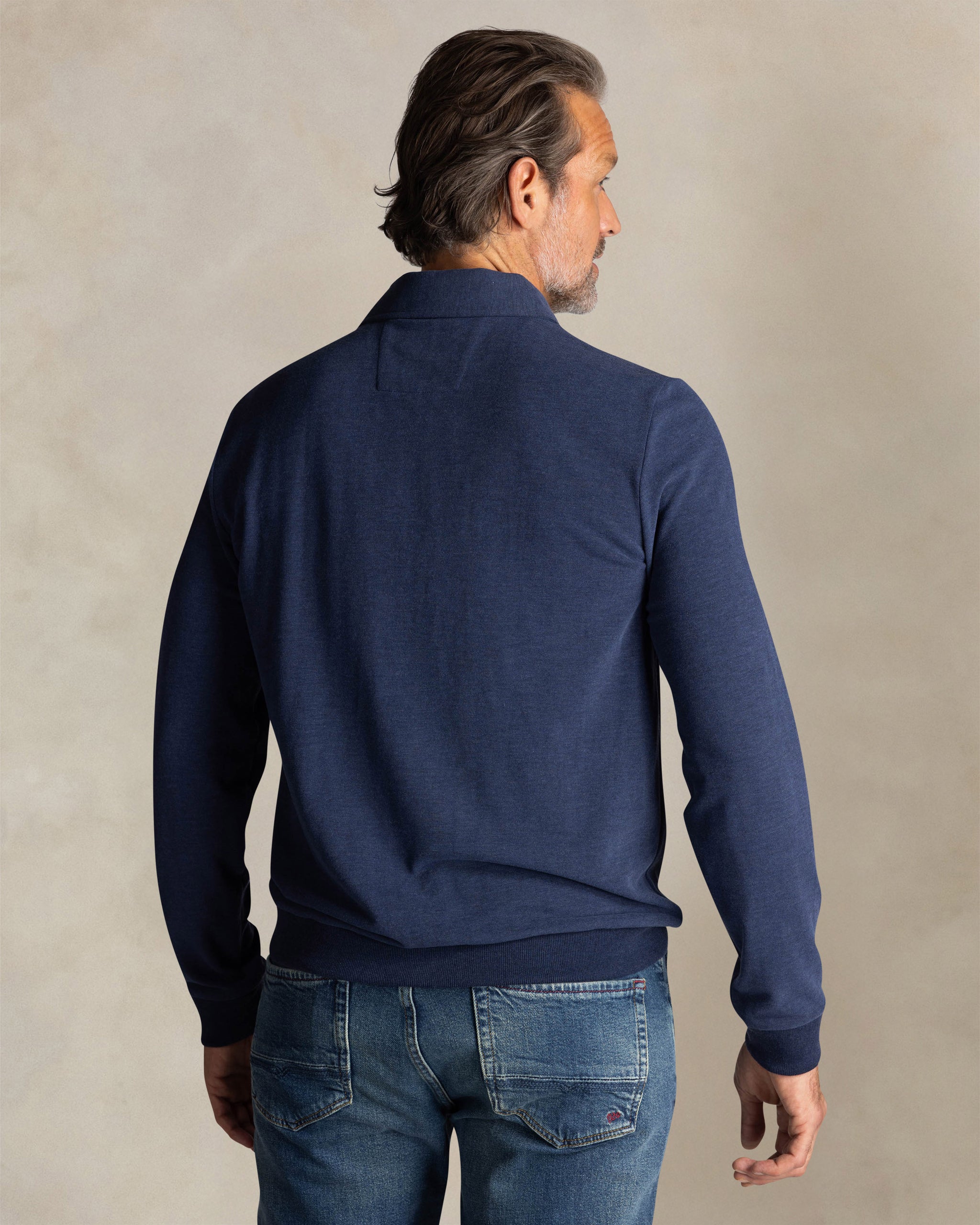 Blue long-sleeve polo shirt Blue long-sleeve polo shirt