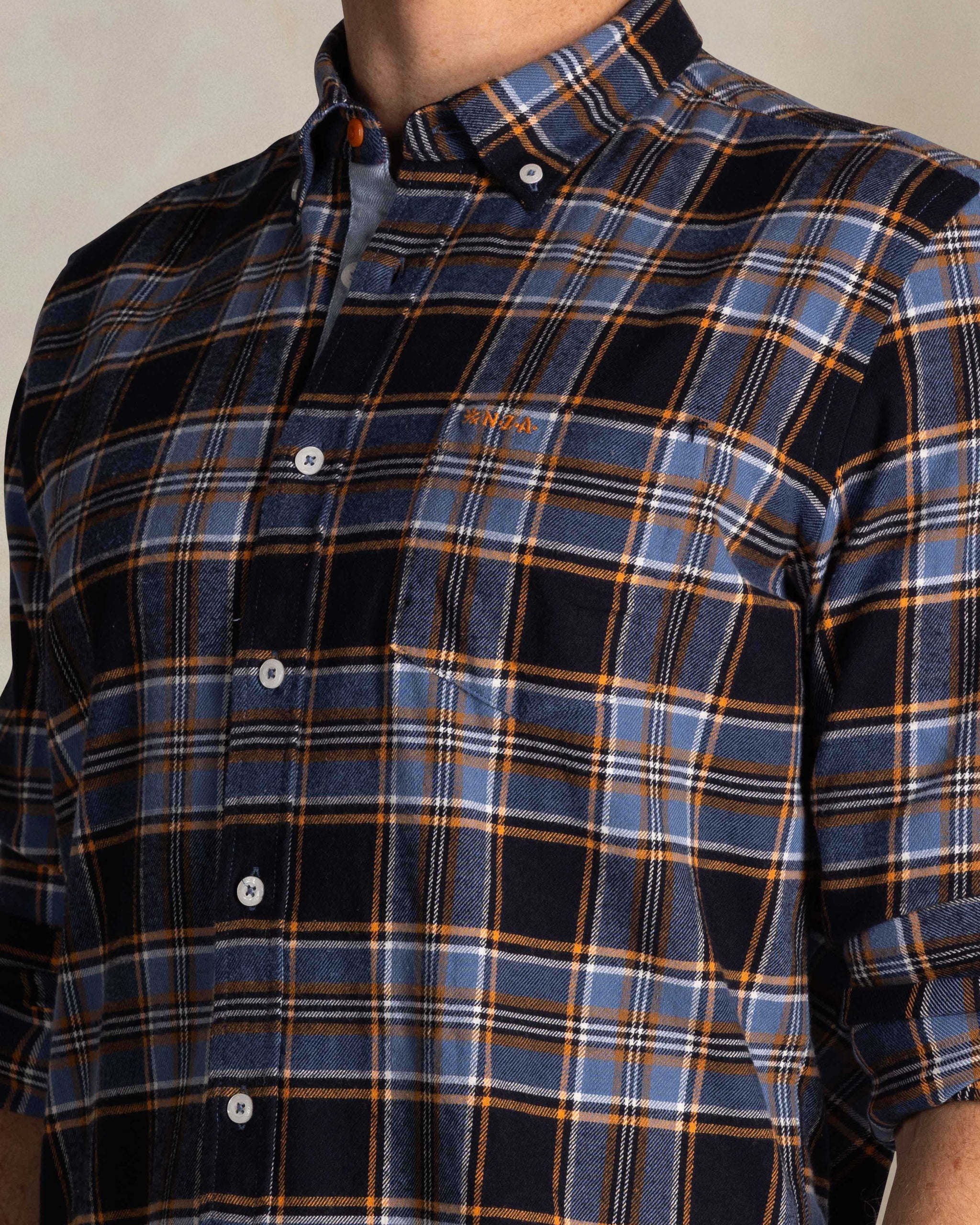 Chemise à carreaux en coton bleu Chemise à carreaux en coton bleu