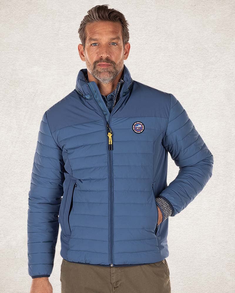 Padded solid coloured winter jacket - Lead Blue