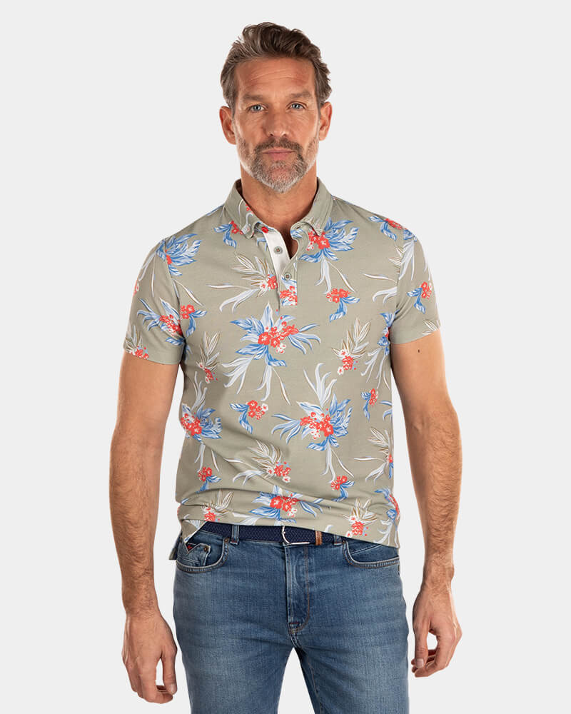 Polo vert à imprimé fleuri - Misty Army Polo vert à imprimé fleuri - Misty Army