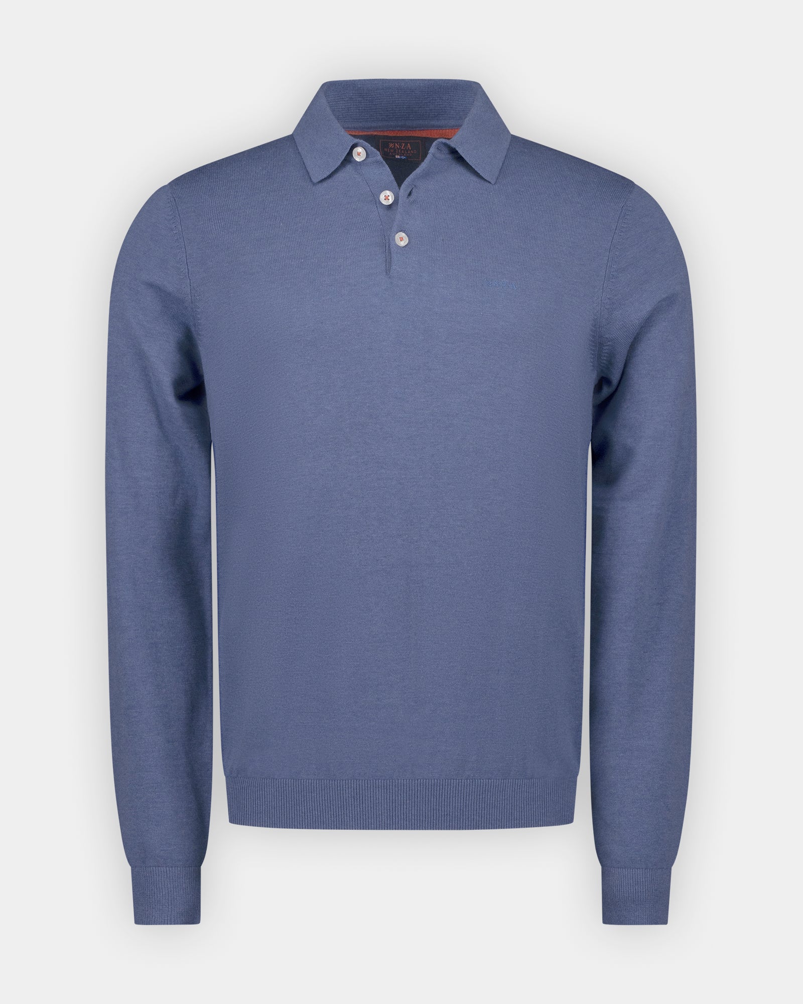 Blauwe katoenen polo shirt lang Blauwe katoenen polo shirt lang