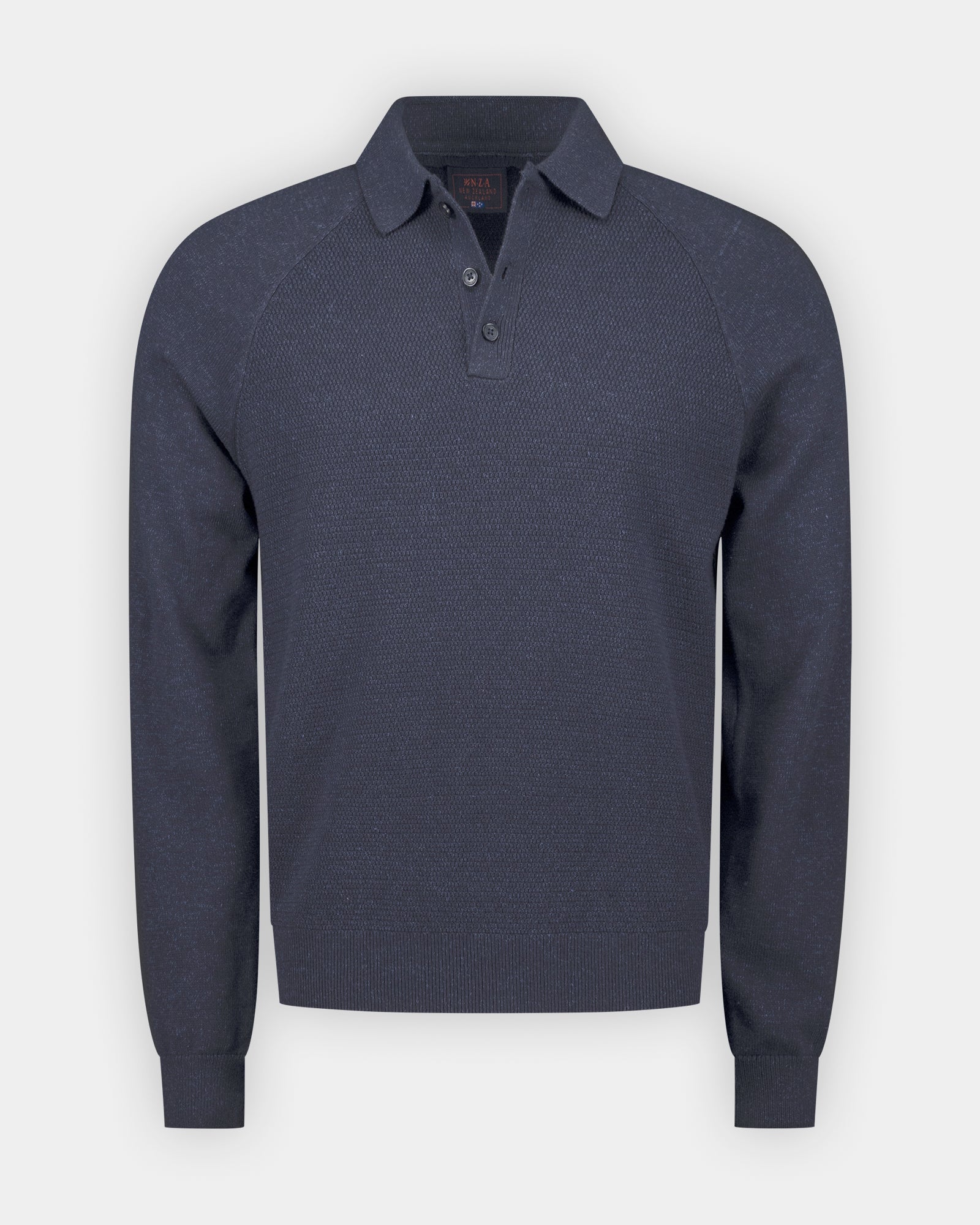 Blauwe katoenen polo shirt lang Blauwe katoenen polo shirt lang