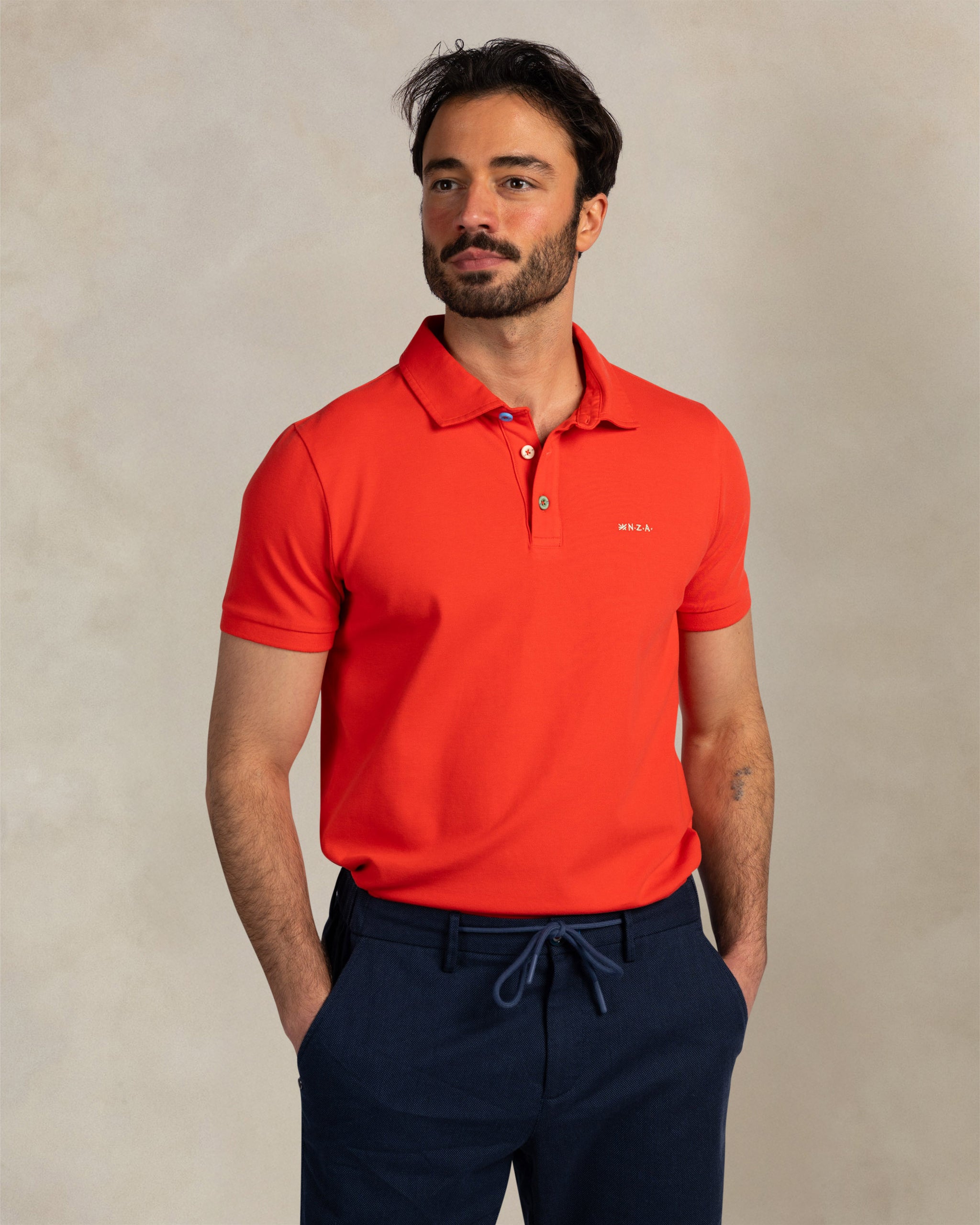 Polo rojo de algodón elástico Polo rojo de algodón elástico