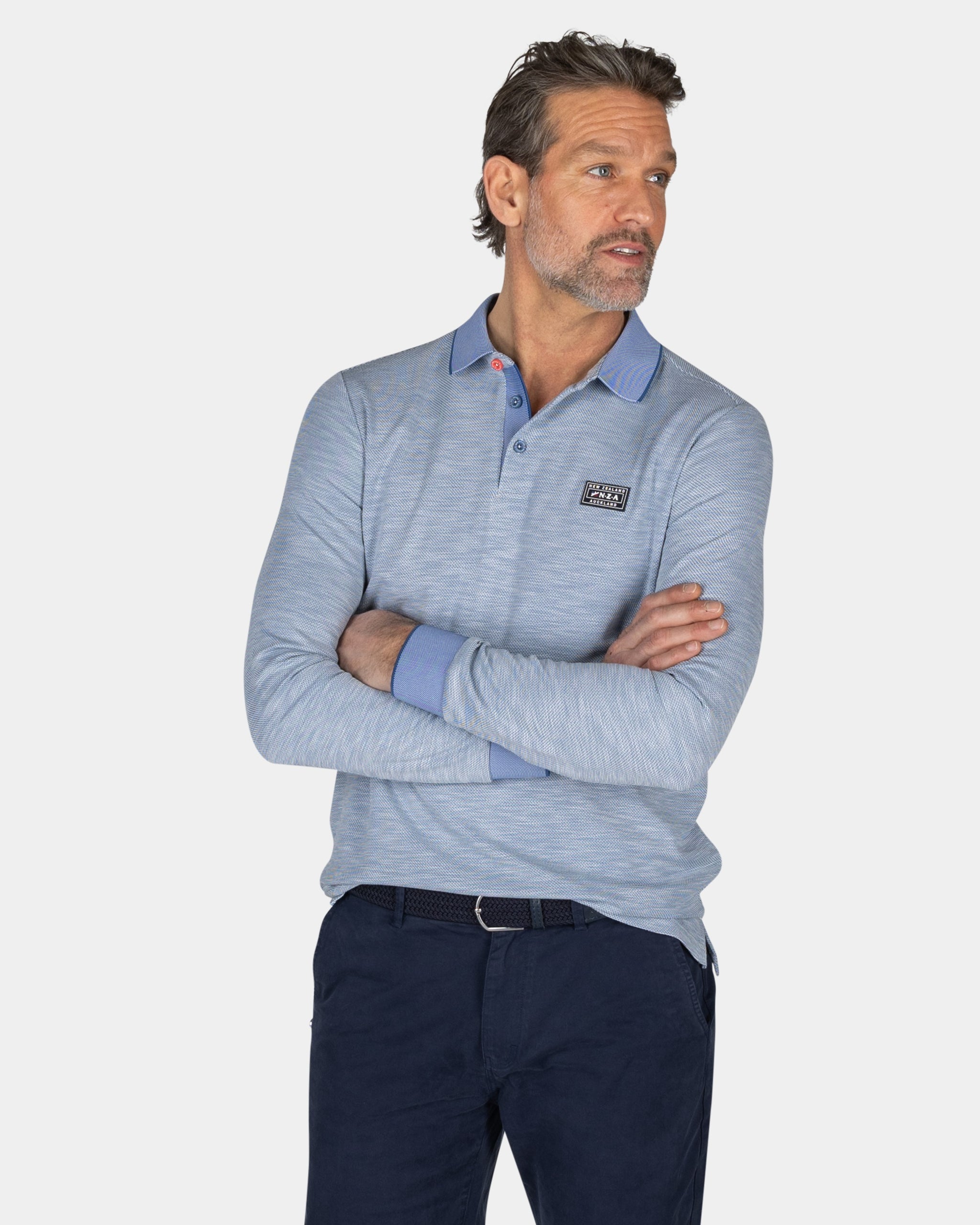 Lichtblauwe longsleeve polo Lichtblauwe longsleeve polo