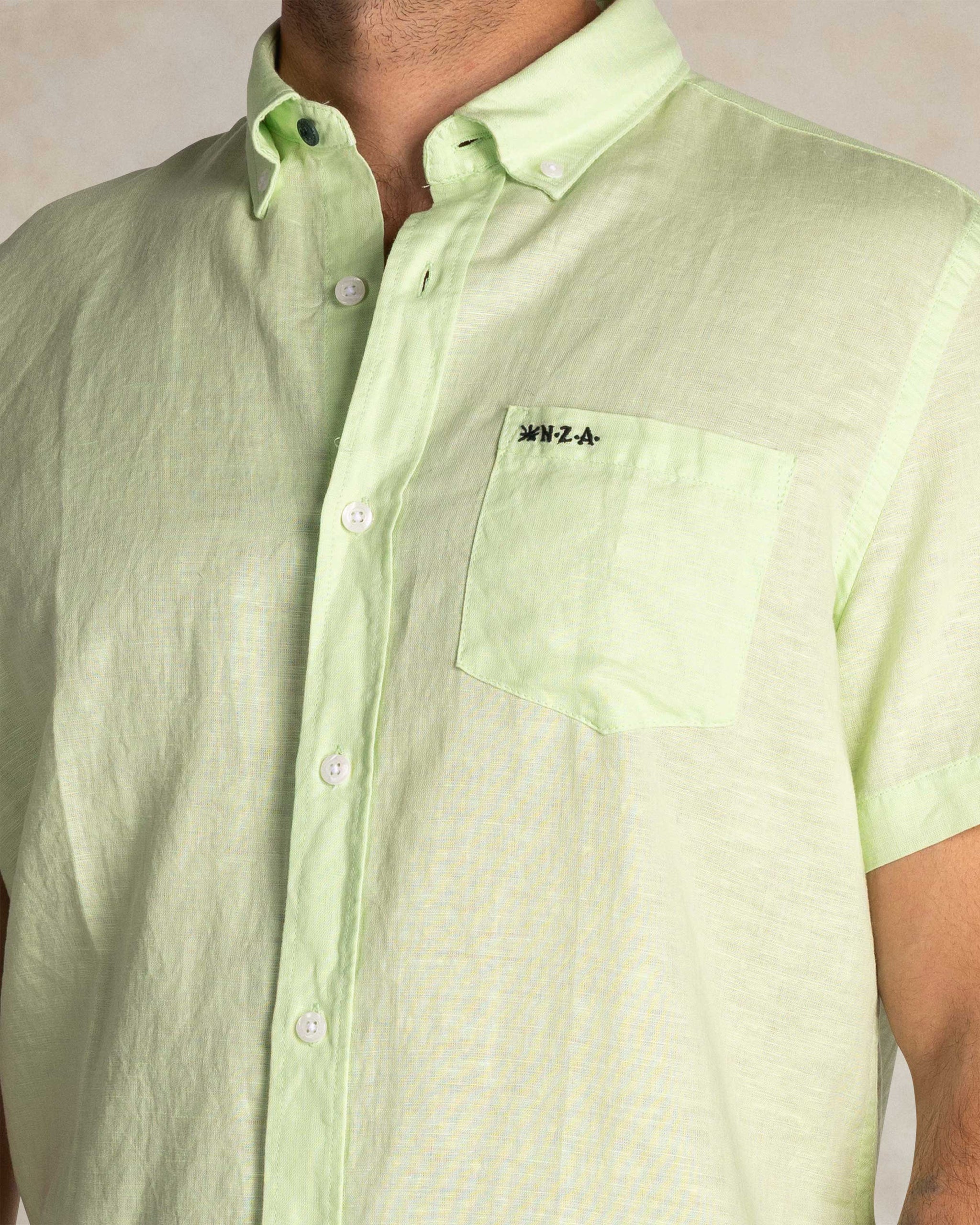 Linen Mint Green Short Sleeve Shirt Linen Mint Green Short Sleeve Shirt