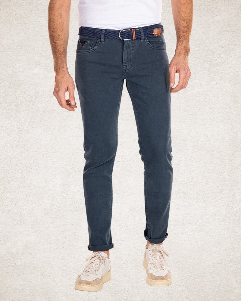 Coloured 5 pocket stretch jeans - Trent Petrol