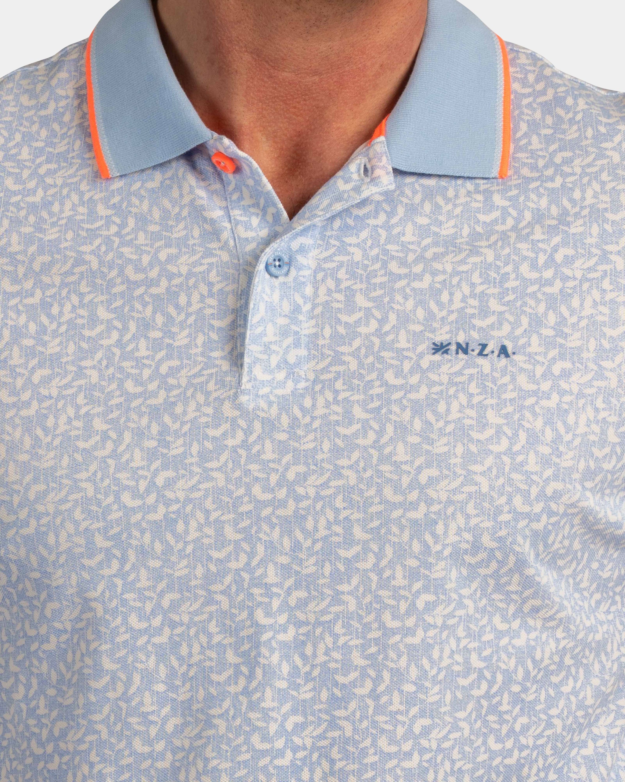 Polo imprimé en 100% coton bleu clair Polo imprimé en 100% coton bleu clair