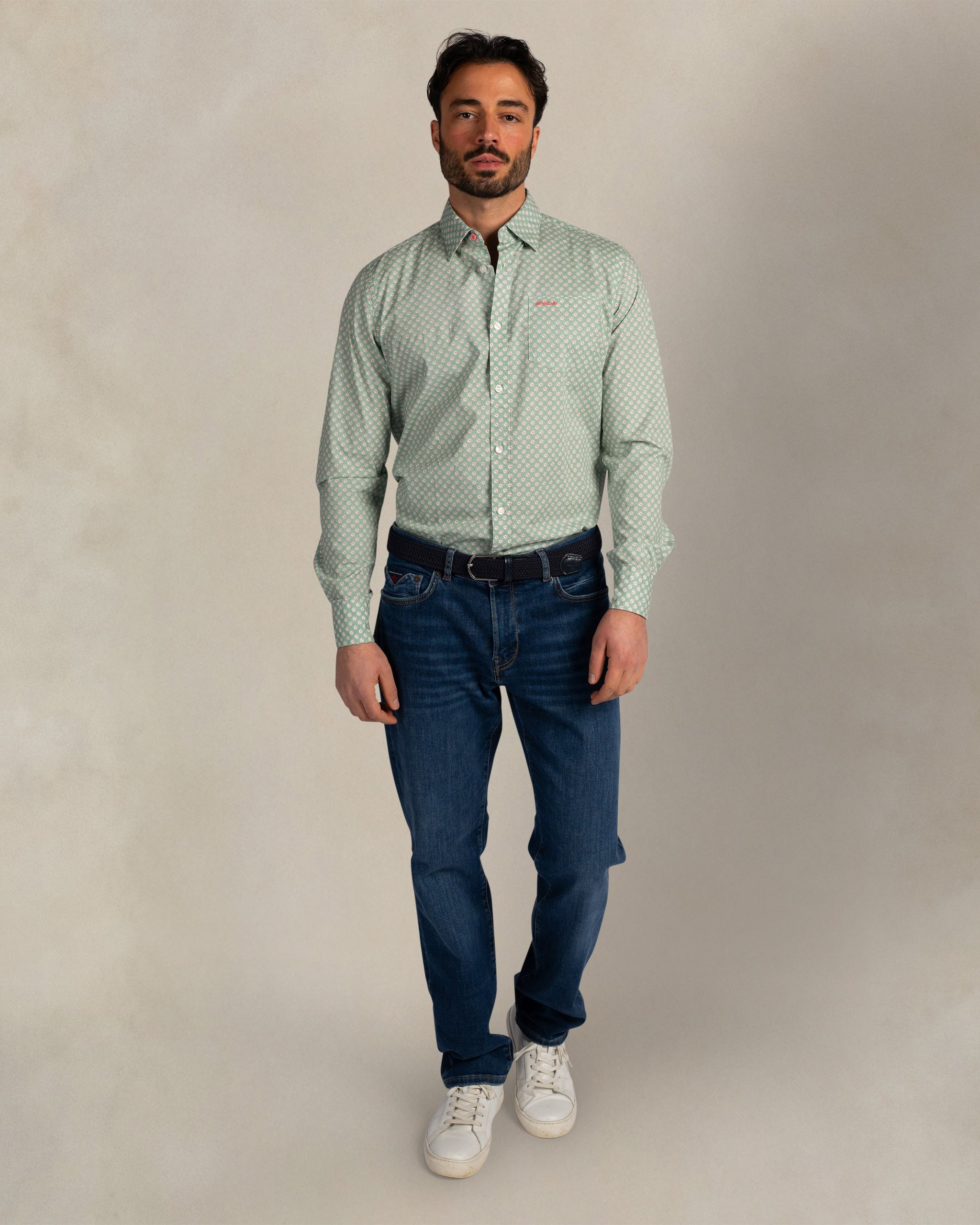 Lichtgroen overhemd met print Lichtgroen overhemd met print