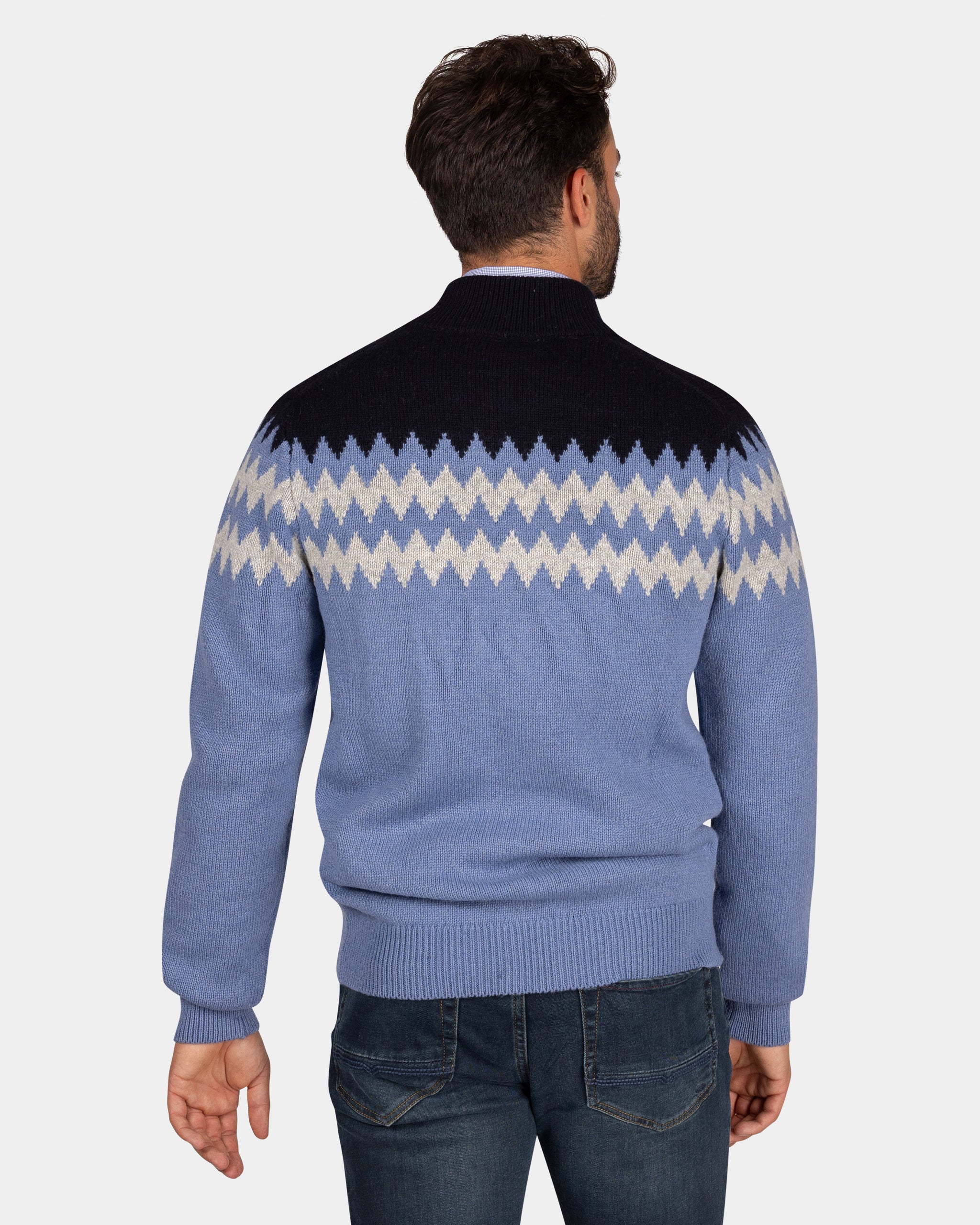 Chaqueta de lana azul con estampado blanco - Mineral Blue Chaqueta de lana azul con estampado blanco - Mineral Blue