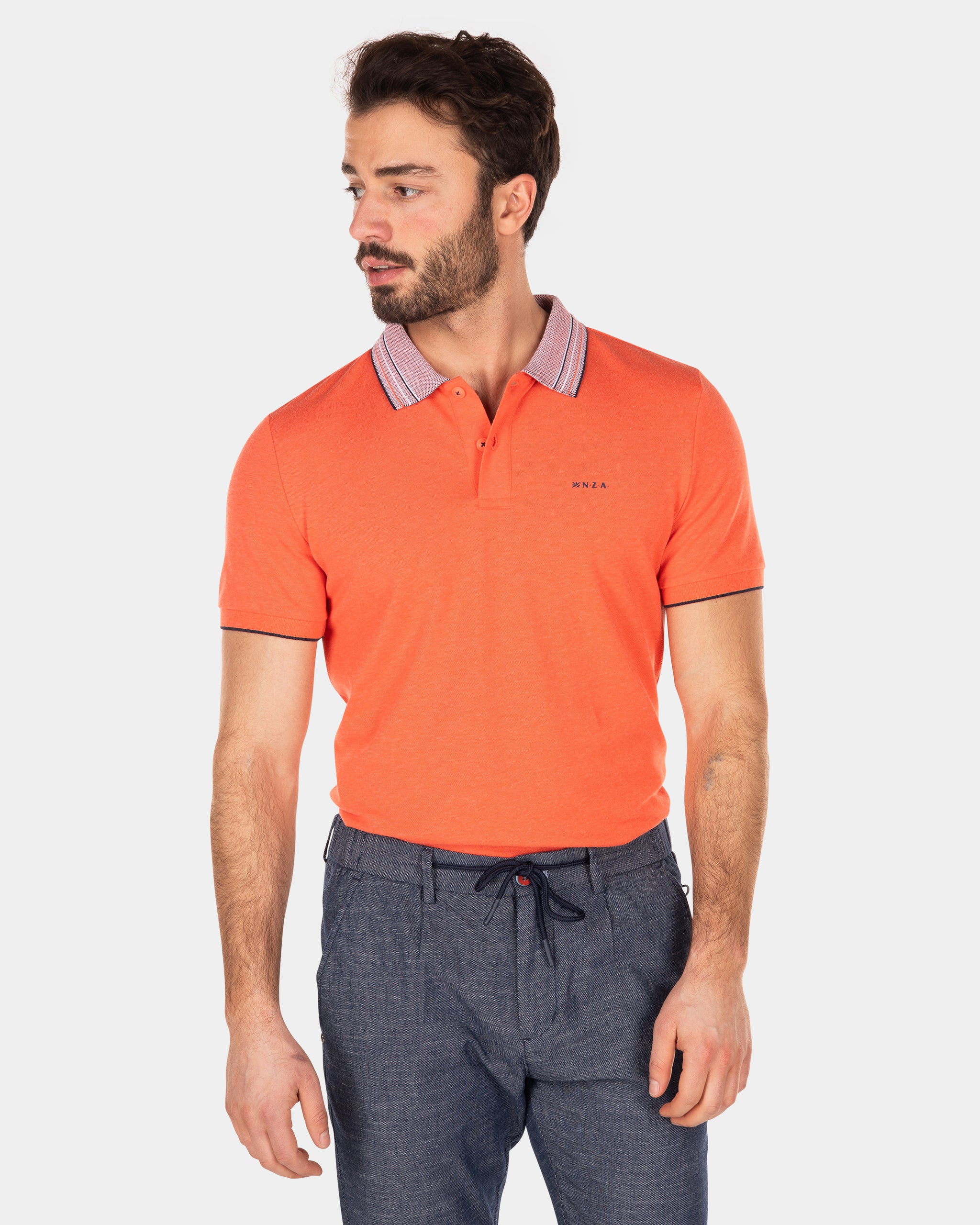 Effenkleurige polo met korte mouw - Golden Orange Effenkleurige polo met korte mouw - Golden Orange