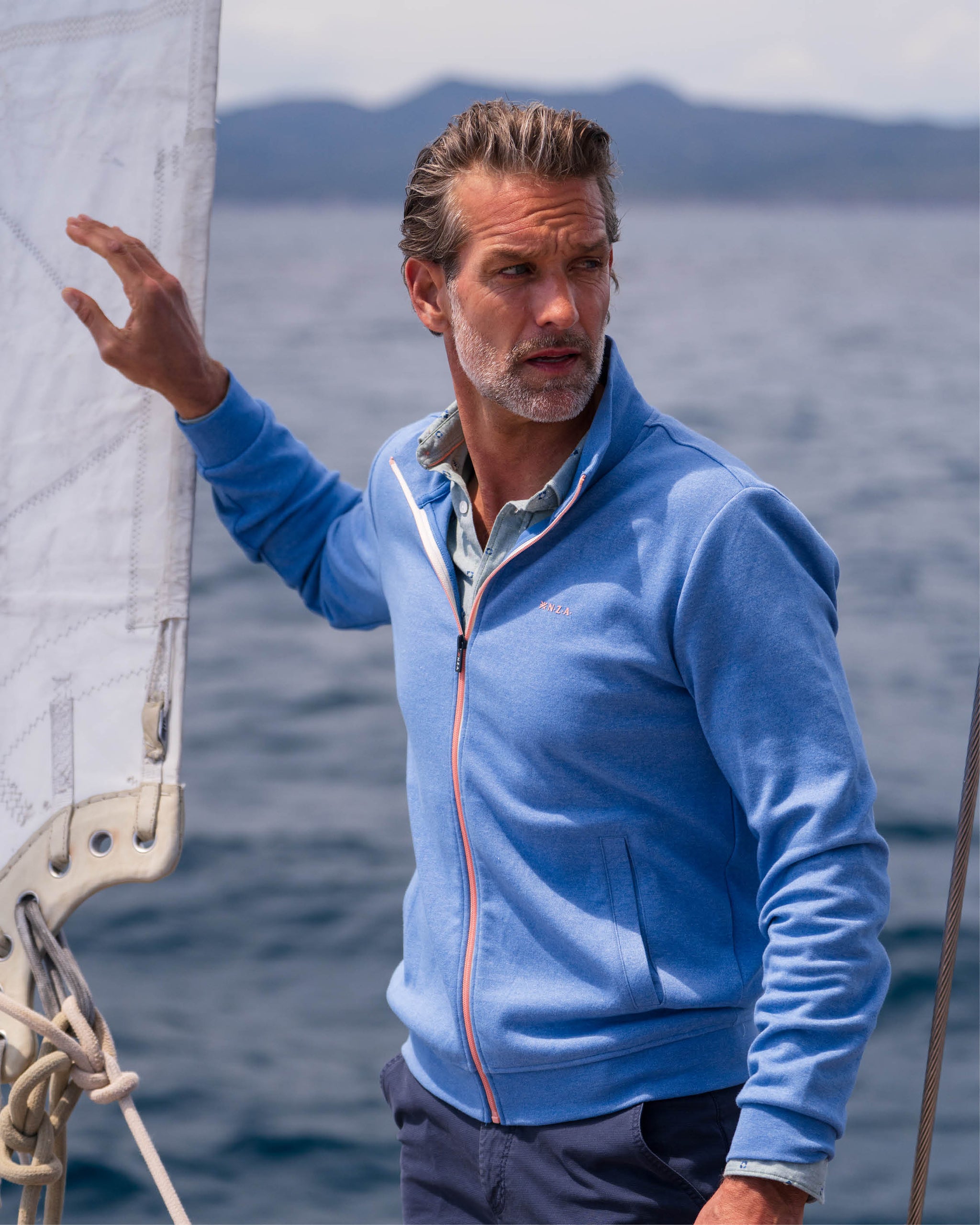 Blauwe katoenen sweat vest Blauwe katoenen sweat vest