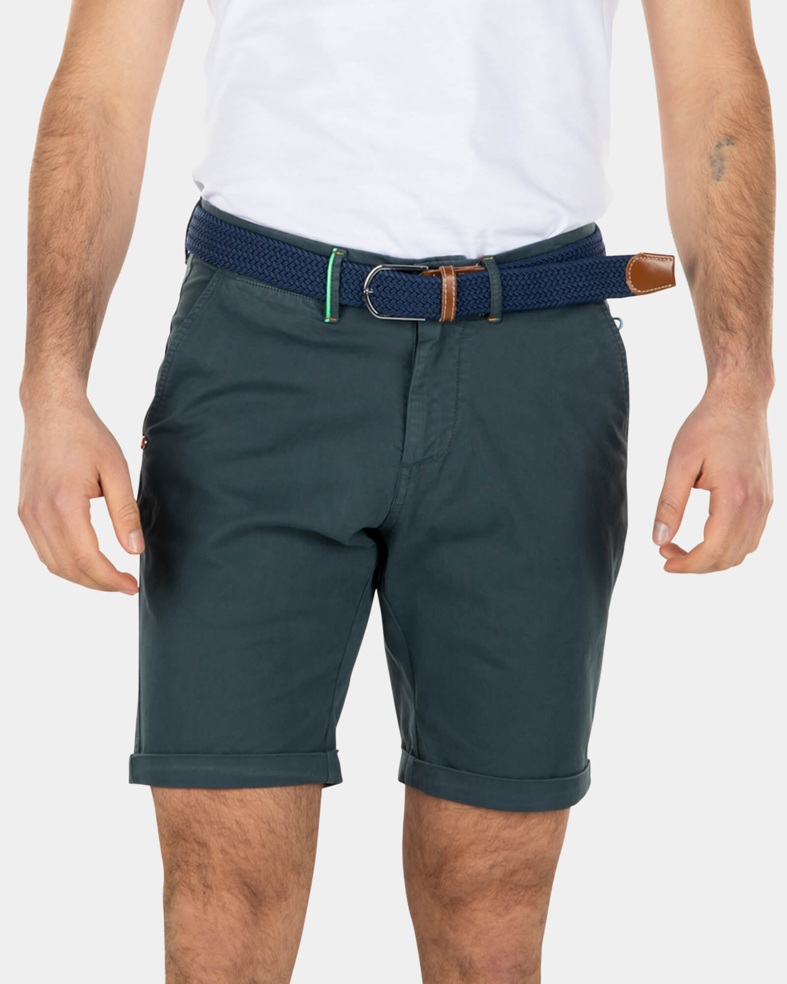 Cotton stretch chino shorts - Green Grey Cotton stretch chino shorts - Green Grey