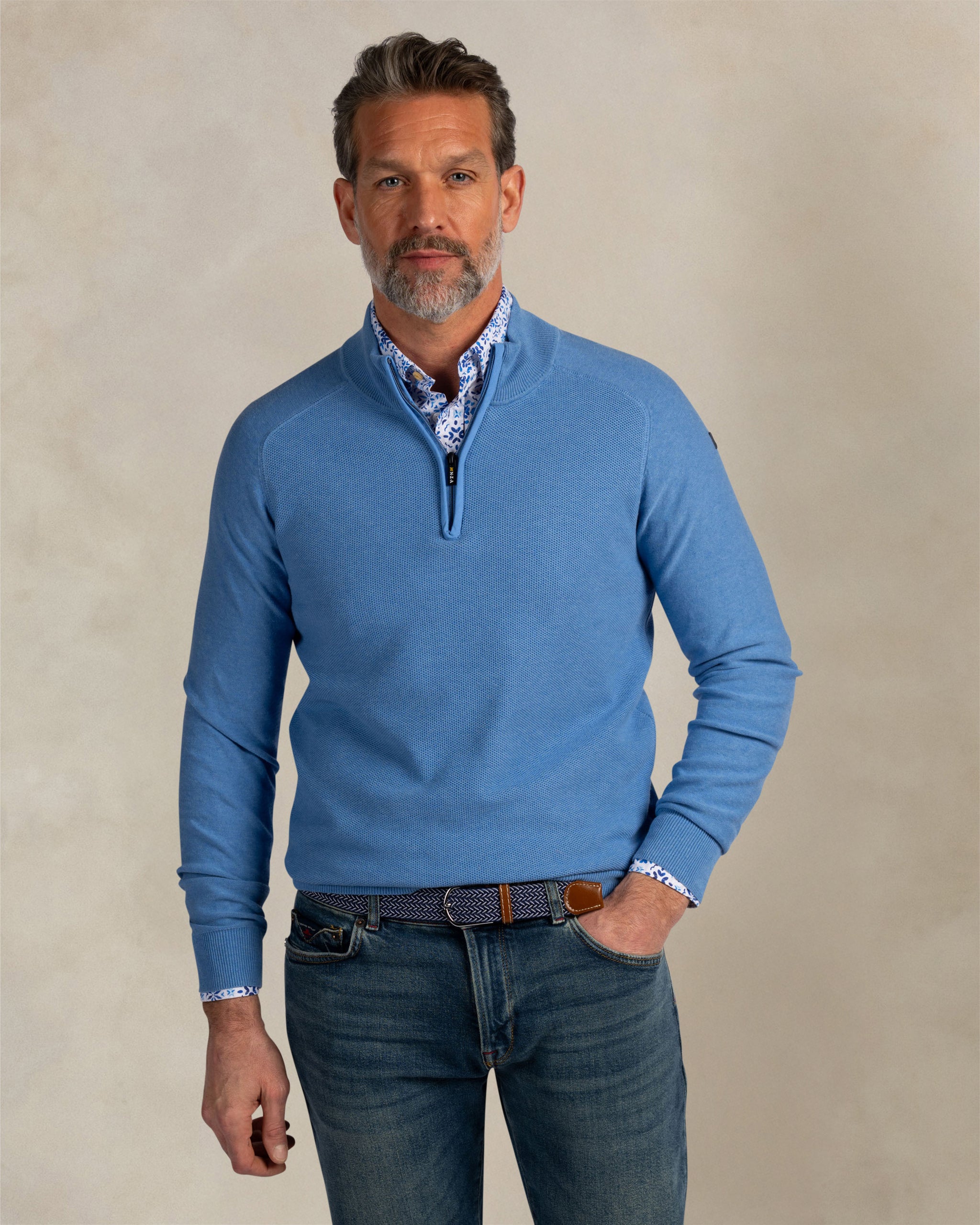 Light blue 100% cotton quarter zip pullover Light blue 100% cotton quarter zip pullover