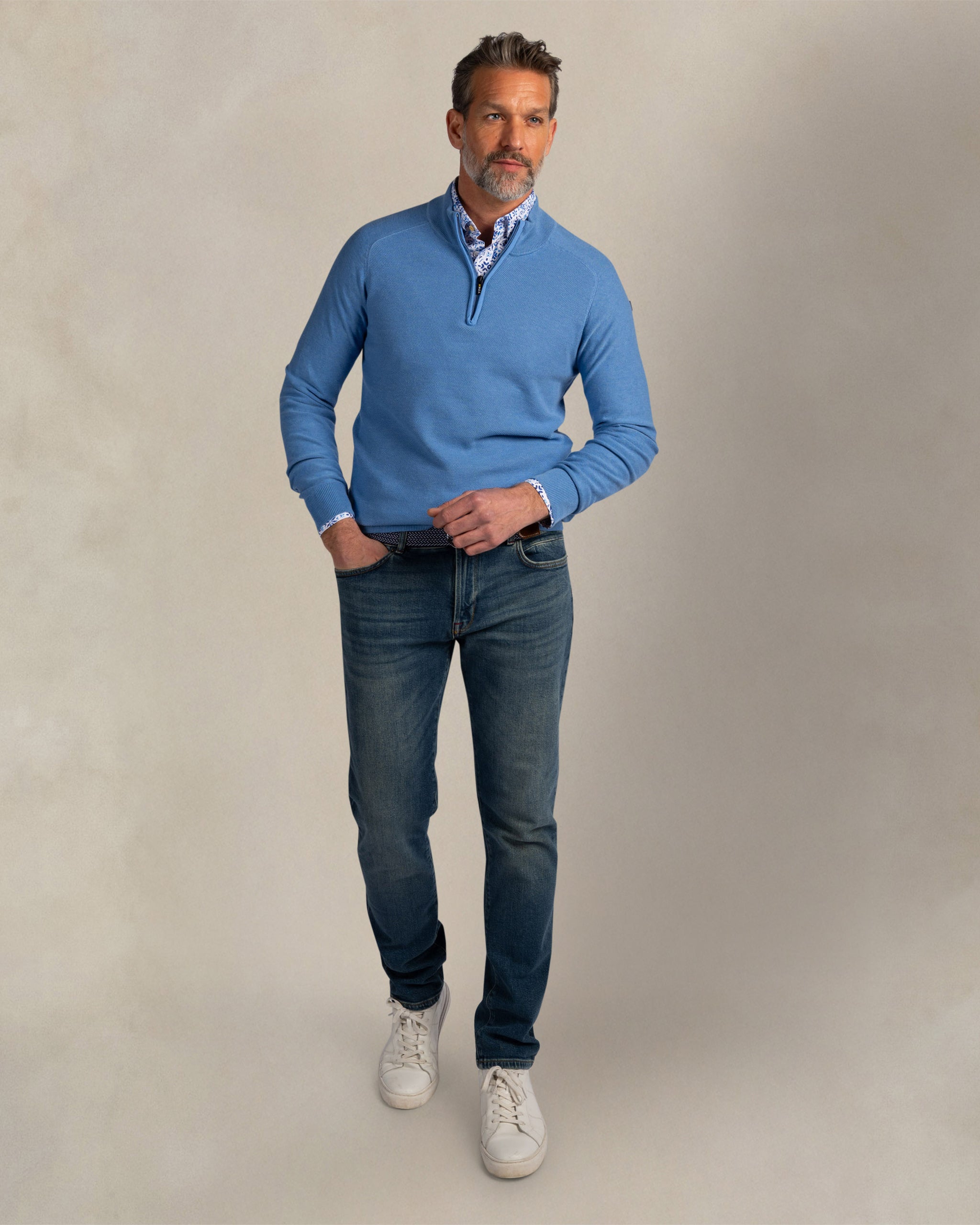 Light blue 100% cotton quarter zip pullover Light blue 100% cotton quarter zip pullover