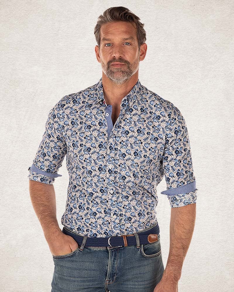 Grey cotton shirt with print - Tar Grey Grey cotton shirt with print - Tar Grey