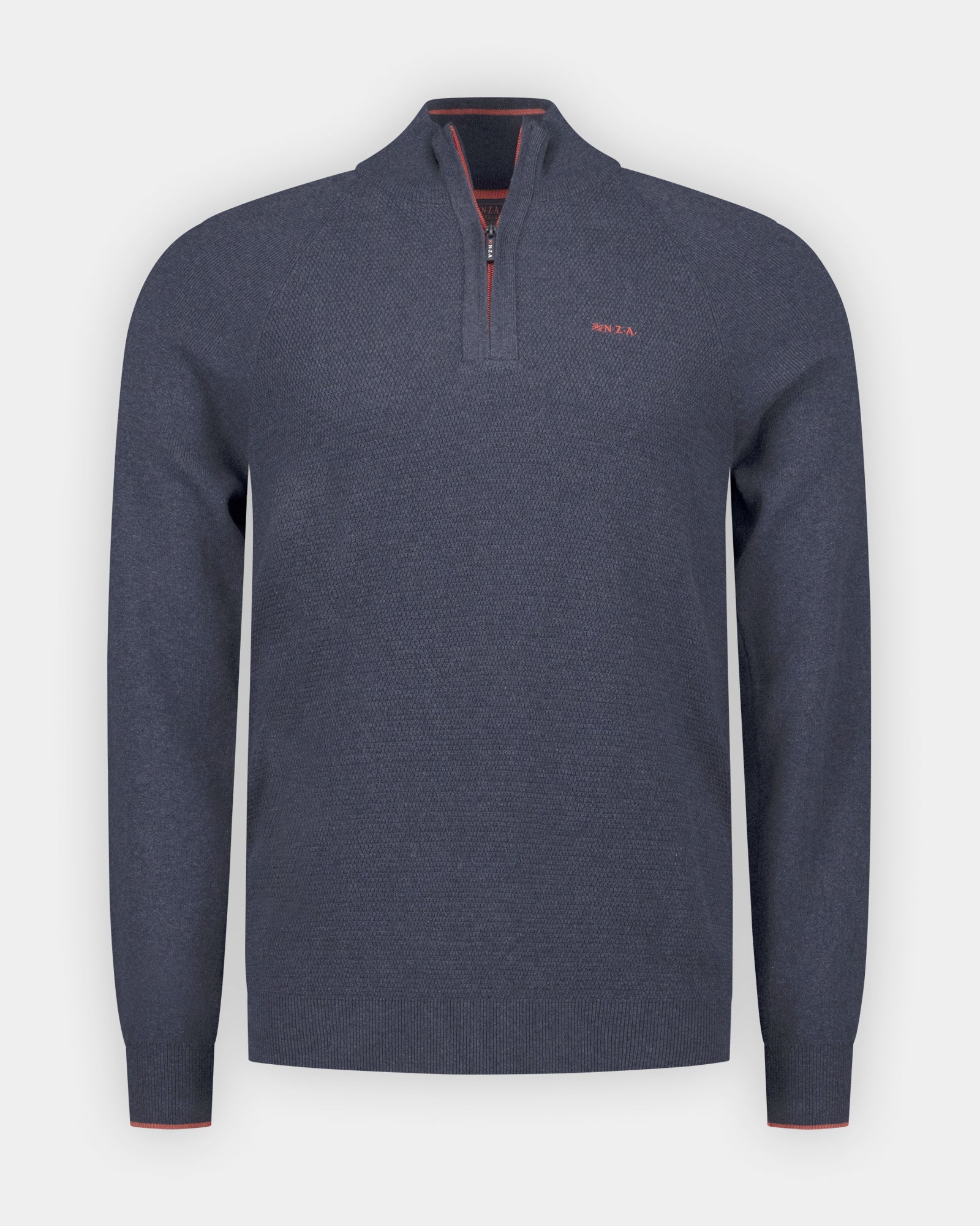 Blauwe katoenen half zip trui Blauwe katoenen half zip trui