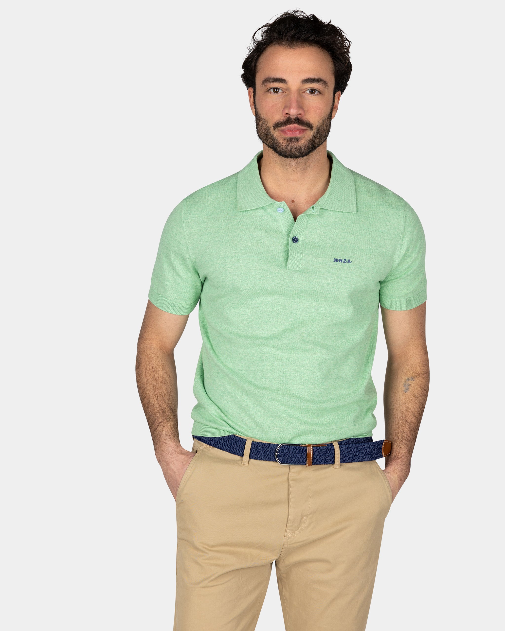 Camisa polo básica verde brillante Camisa polo básica verde brillante